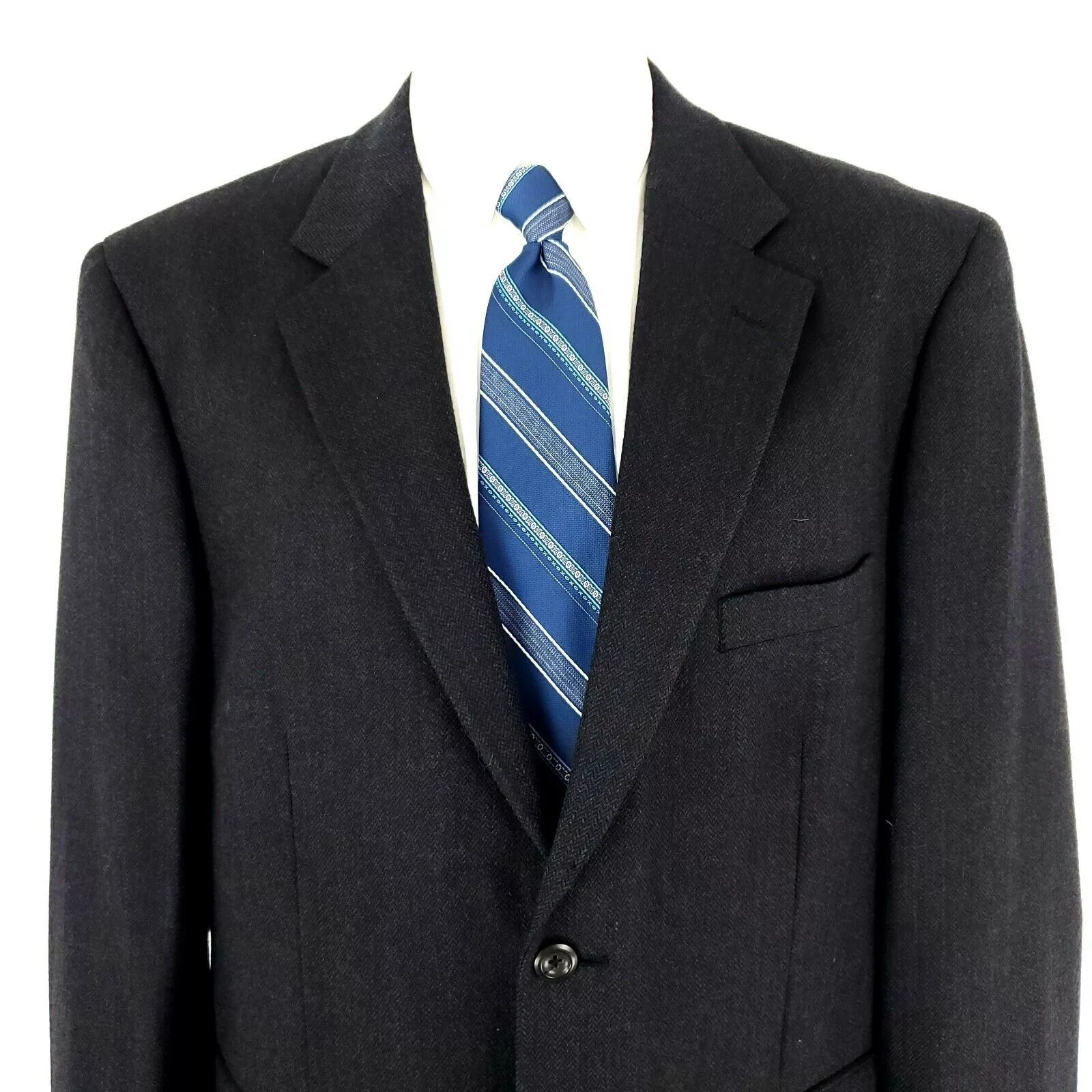 Pronto Uomo Blazers Pronto Uomo Lambswool 2 Button Blazer 44R Gray Herringbone S