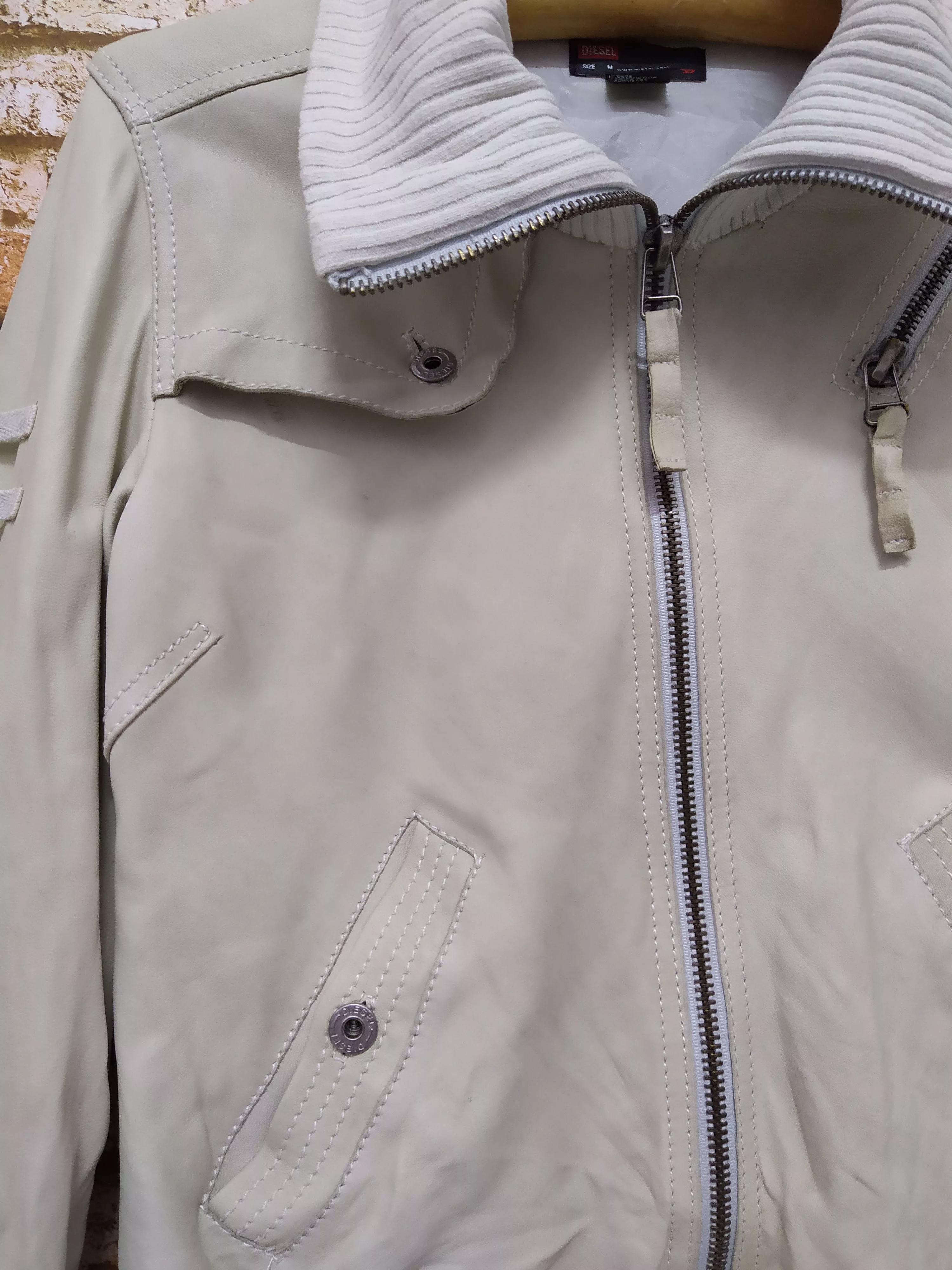 Diesel Jackets DIESEL LEATHER RIDERS JACKET (B369) White