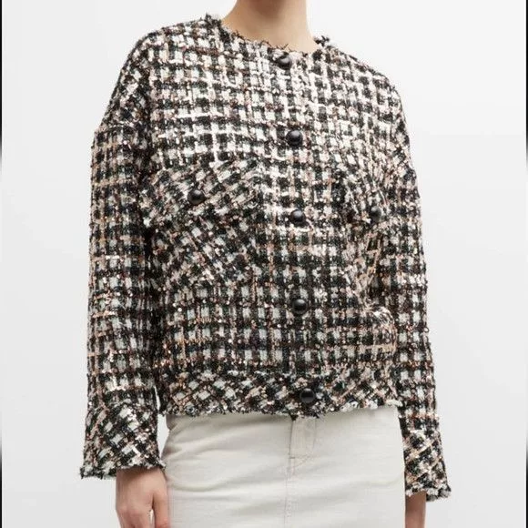 Le Superbe Jackets Le Superbe Monte Carlo Sequined Button Jacket Size 6 Gray