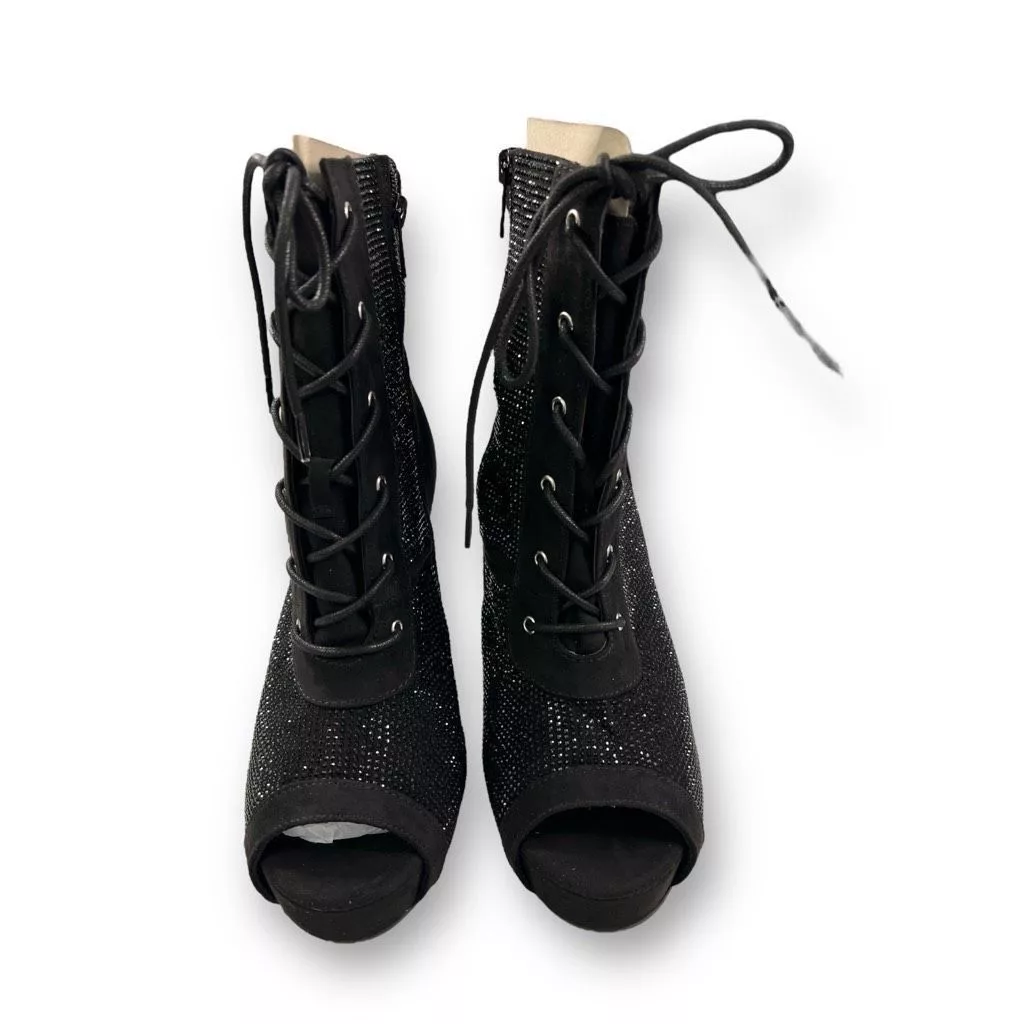 Other Heels Other Torrid Rhinestone Pointed Booties Size 9.5 Black