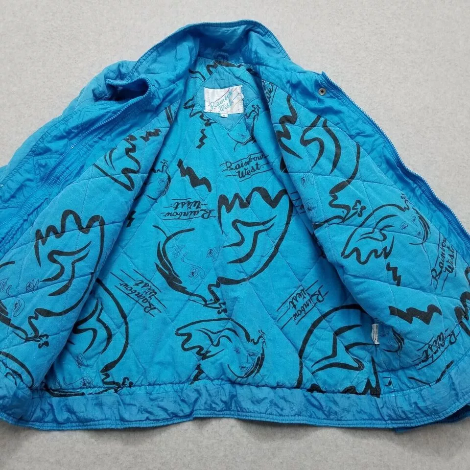 Rainbow Jackets Vintage Rainbow West Jacket Womens Medium Pockets Full Zip Blue