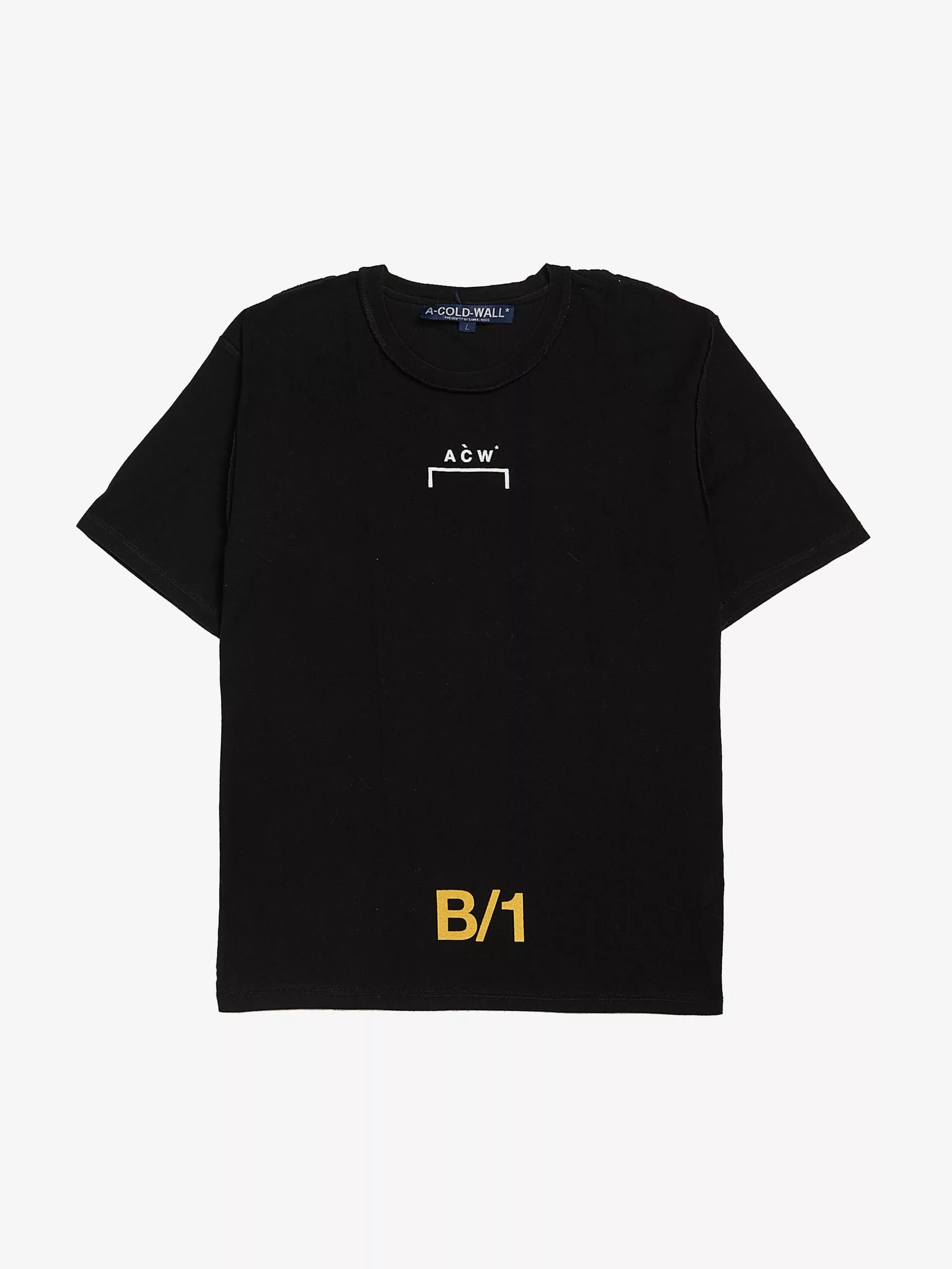 A-COLD-WALL* Short Sleeve T Shirts A-COLD-WALL* Black Logo Printed Reversed Seam Cotton T-shirt