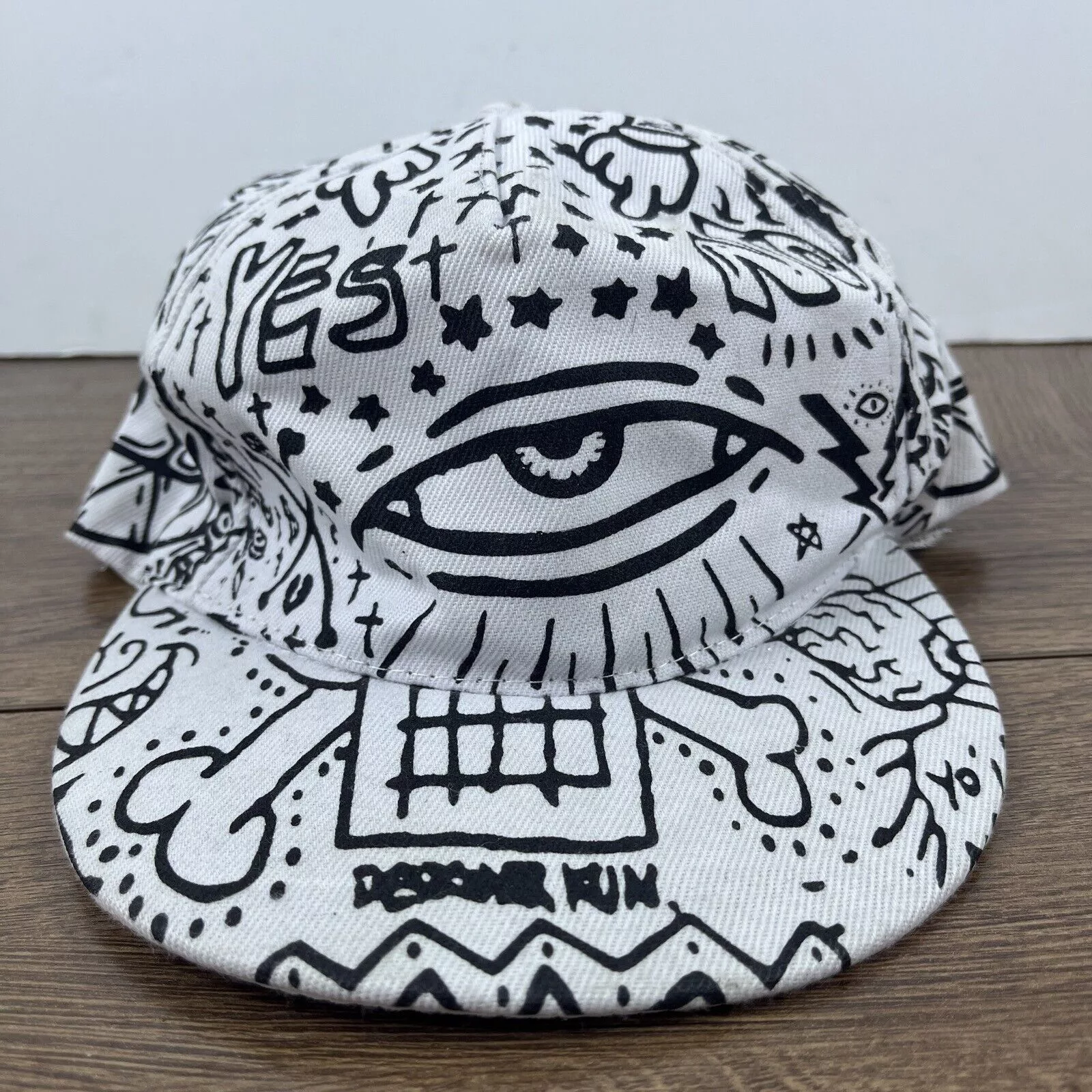 Other Hats Other Eye Hat Run Eye White Hat Adjustable Adult Size Hat White Ca