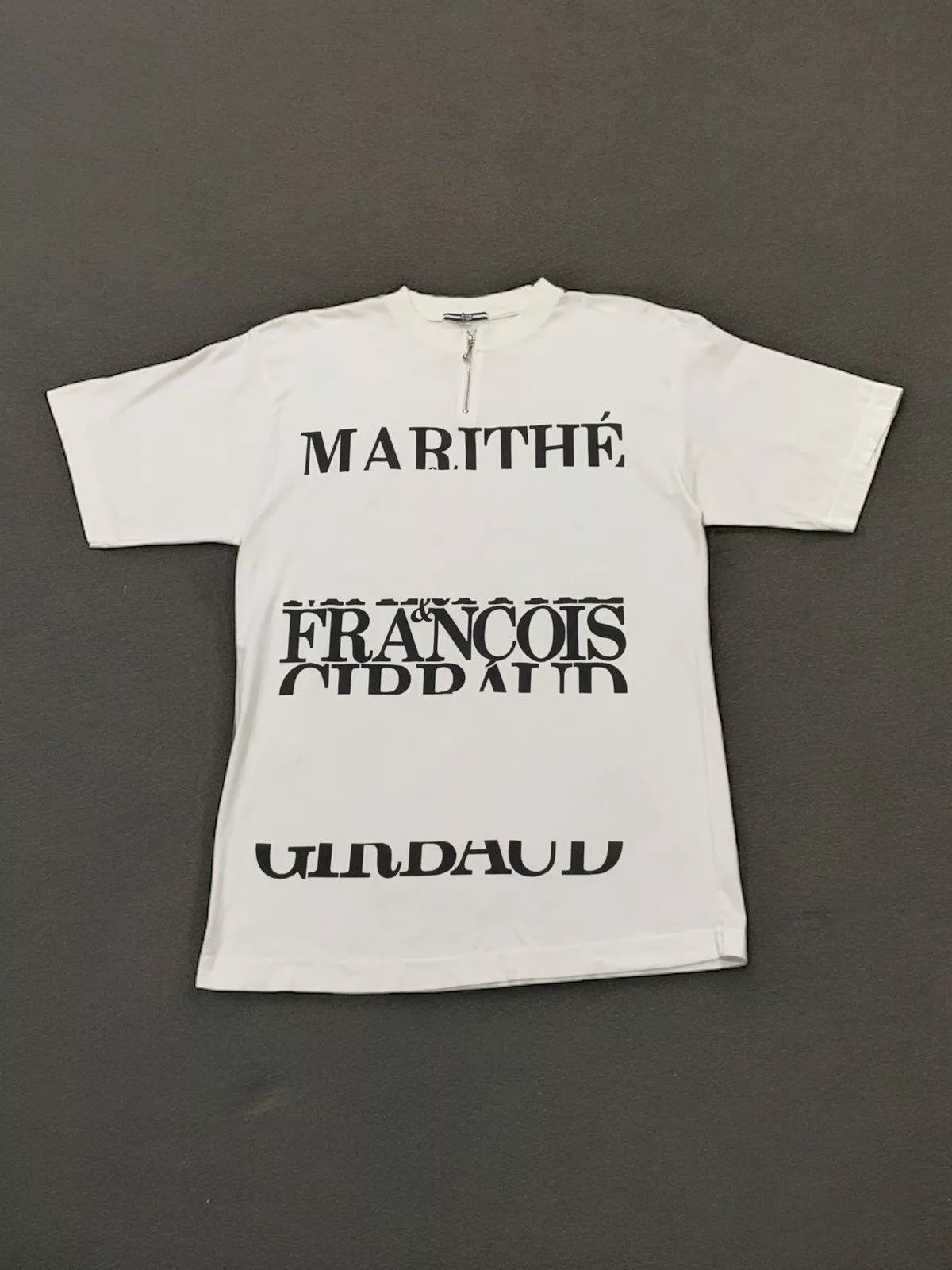 20471120 Short Sleeve T Shirts 20471120 × Marithe + Francois Girbaud Marithe Francois Girbaud Trompeil Zipper Neck TShirt White
