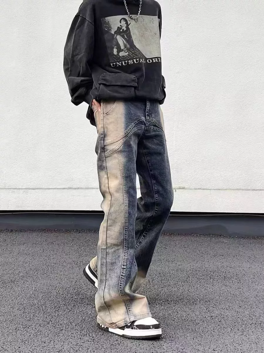 Japanese Brand Denim Japanese Brand × Jean Vintage wash gradient baggy jeans Blue Streetwear