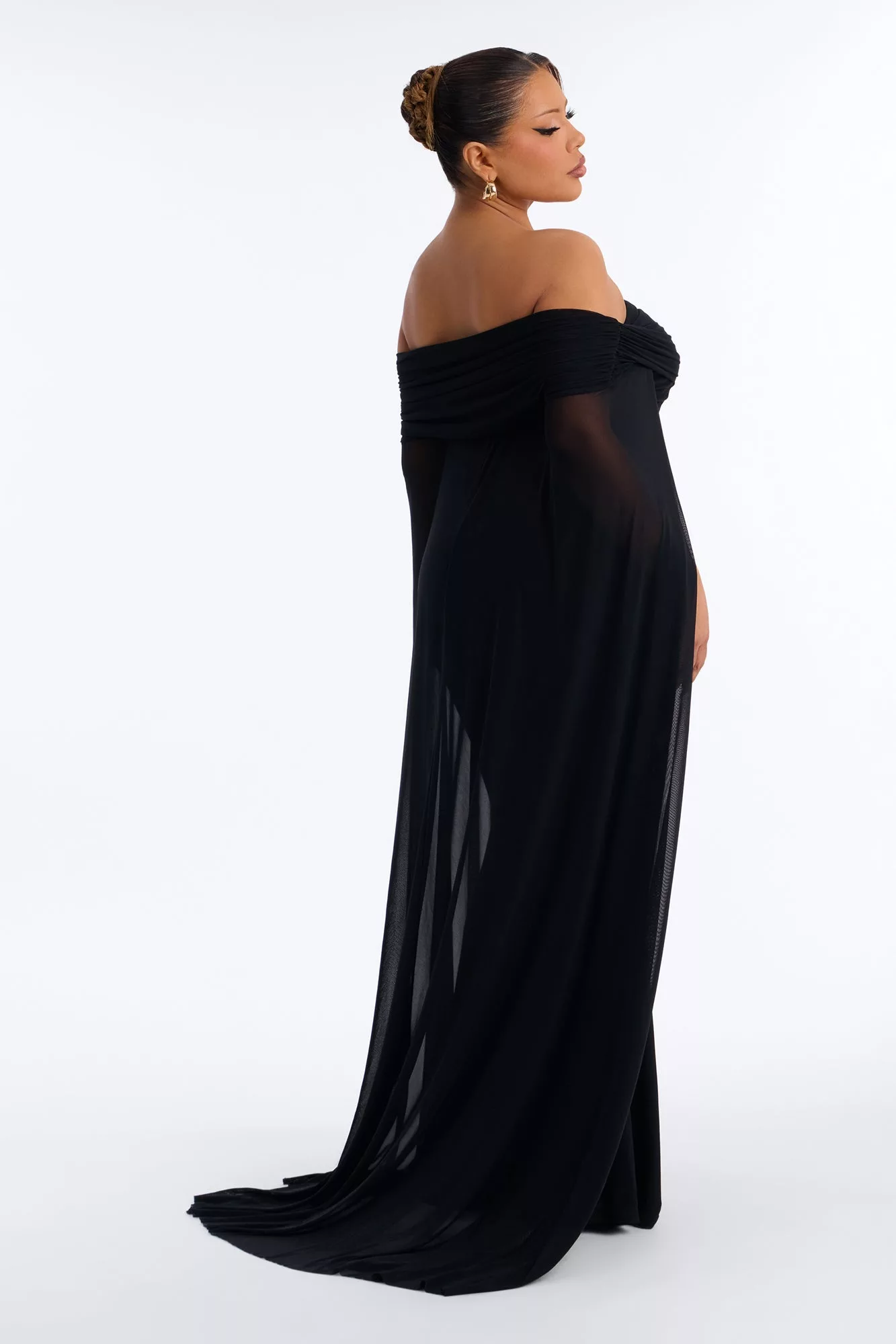 Noir Allure Mesh Gown - Black