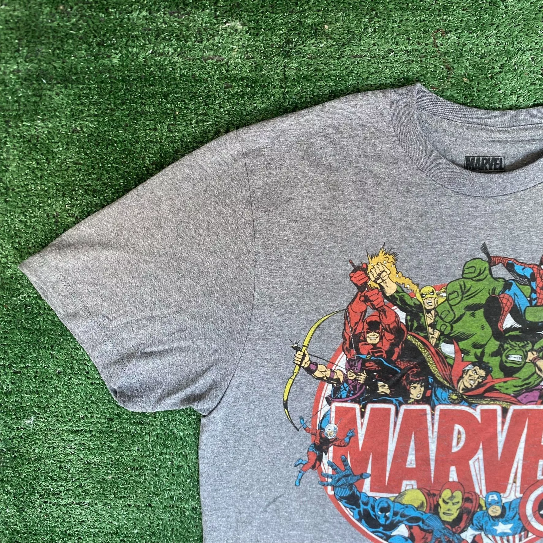 Marvel Comics Short Sleeve T Shirts Marvel Comics Characters Shirt Hulk Thor Iron Man Logo Tee Gray Streetwear