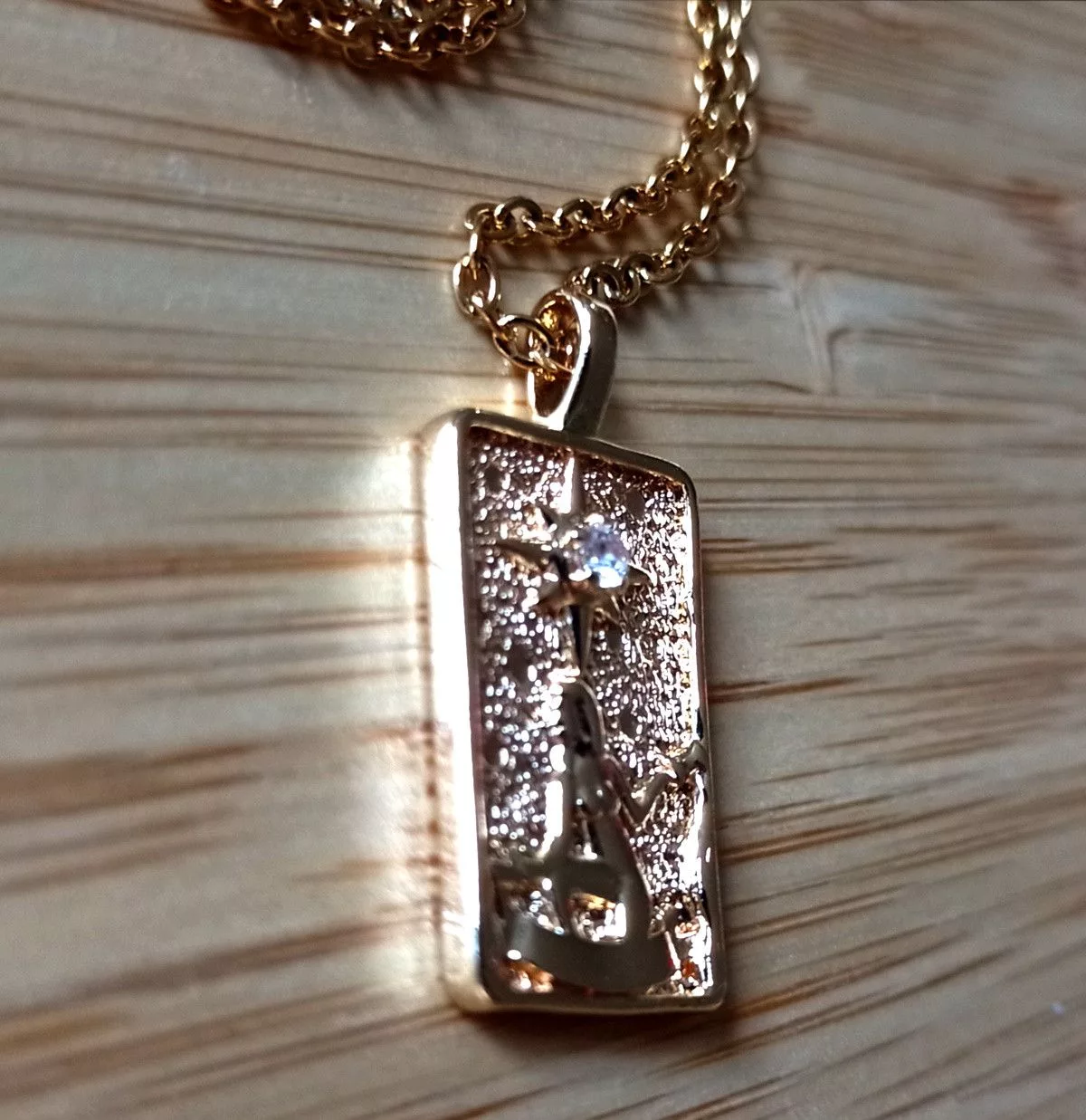 Designer Jewelry Watches Designer × Vintage Vintage Engraved Tarot Card Crystal 14K Gold Necklace Unique