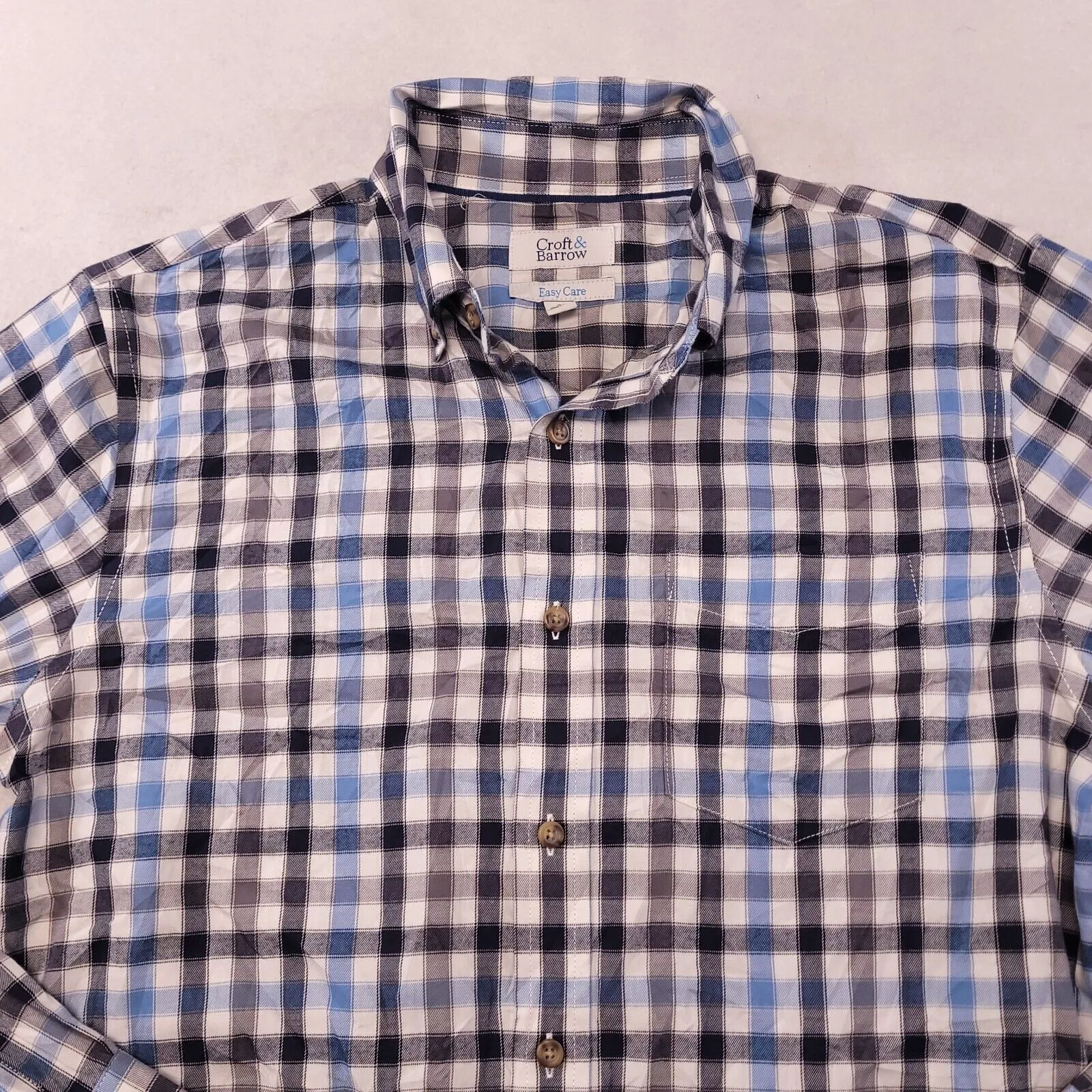 Croft & Barrow Shirts Button Ups Croft & Barrow Buffalo Check Flannel Shirt Mens Size S Blue Gray