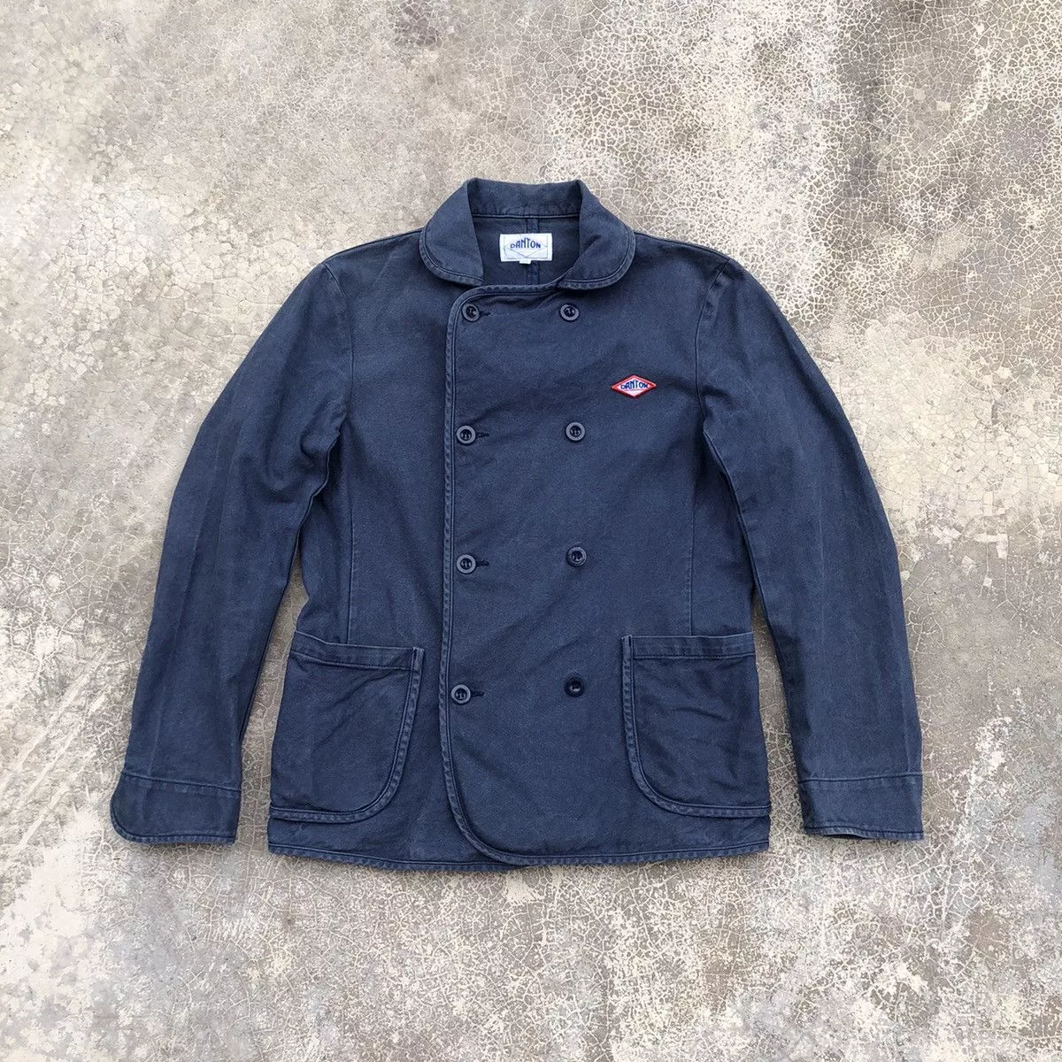 Danton Jackets Danton × Japanese Brand DANTON Cotton Penny Collar Pea Coat Blue