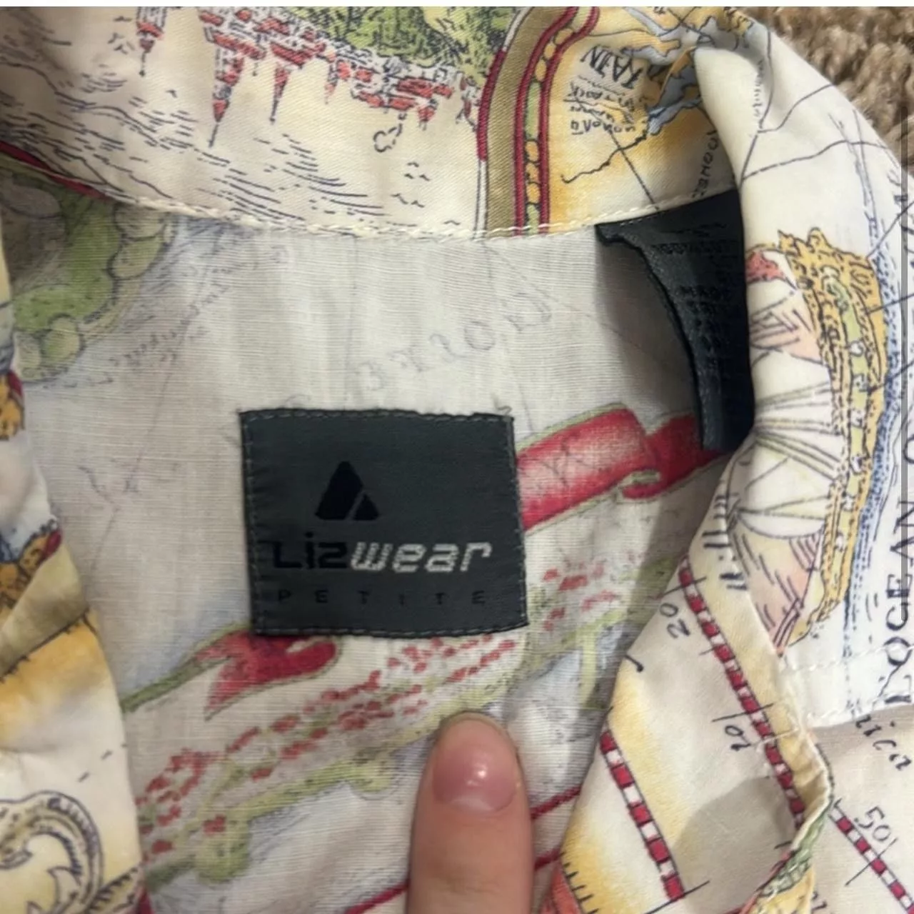 Vintage Button Ups Vintage World Map Button Down White