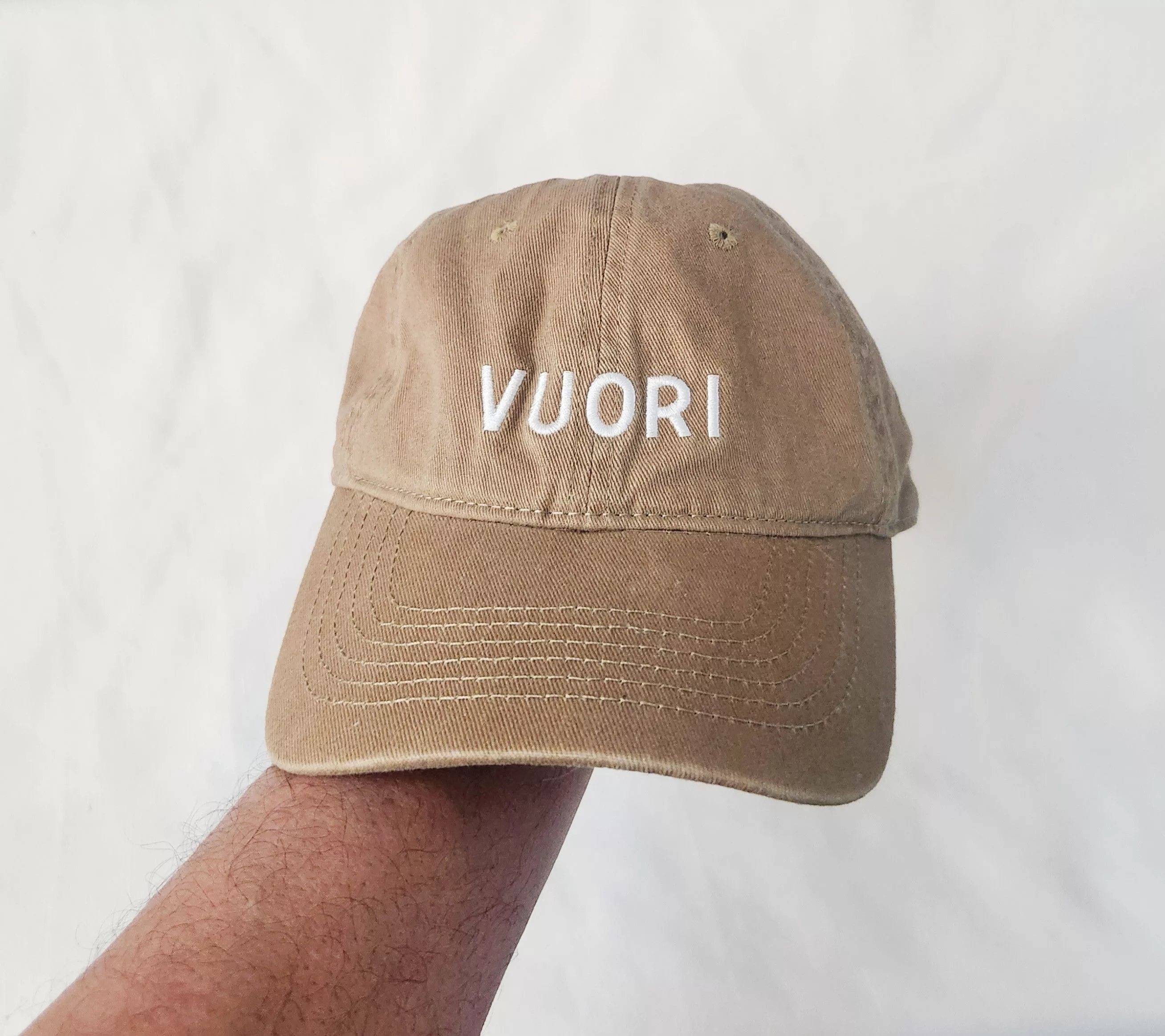 Vuori Hats Vuori Hat Spell Out Cap Khaki Embroidered Dad hat Strapback Brown Vintage