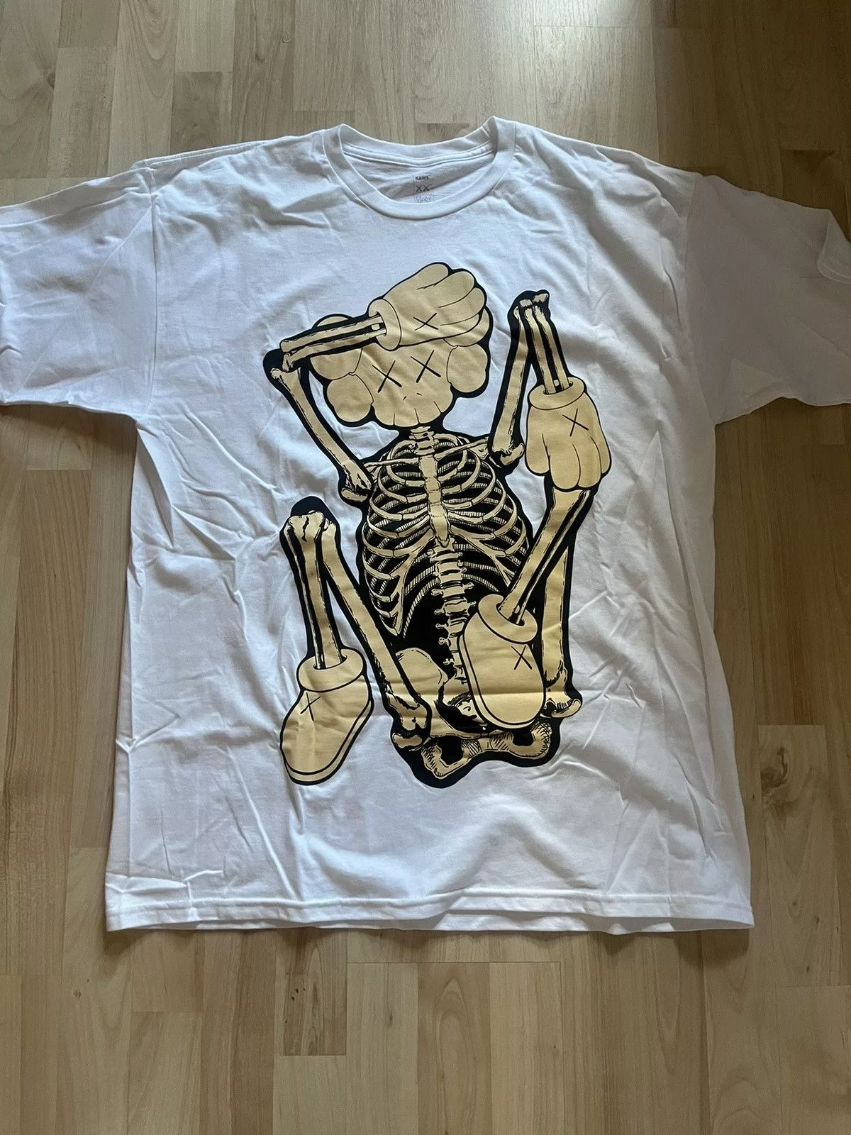 Kaws Short Sleeve T Shirts Kaws Skeleton tee White