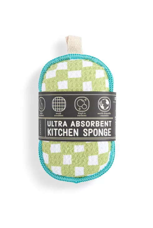 Absorbent Sponges Green Checker S/2