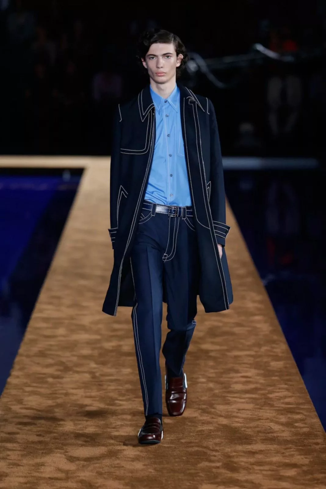 Prada Casual Pants Prada SS15 Contrast Stitch Trousers Blue