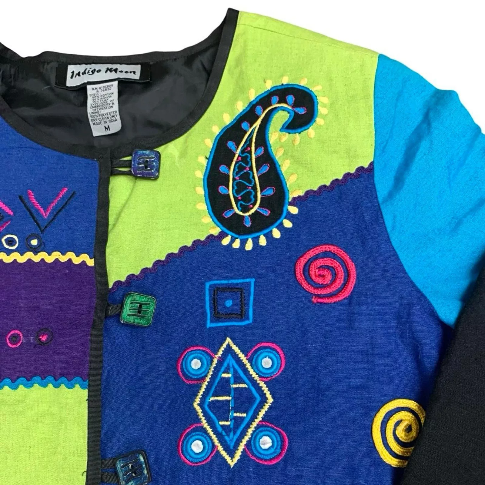 Vintage Blouses Vintage Embroidered Boho Button Up Multi