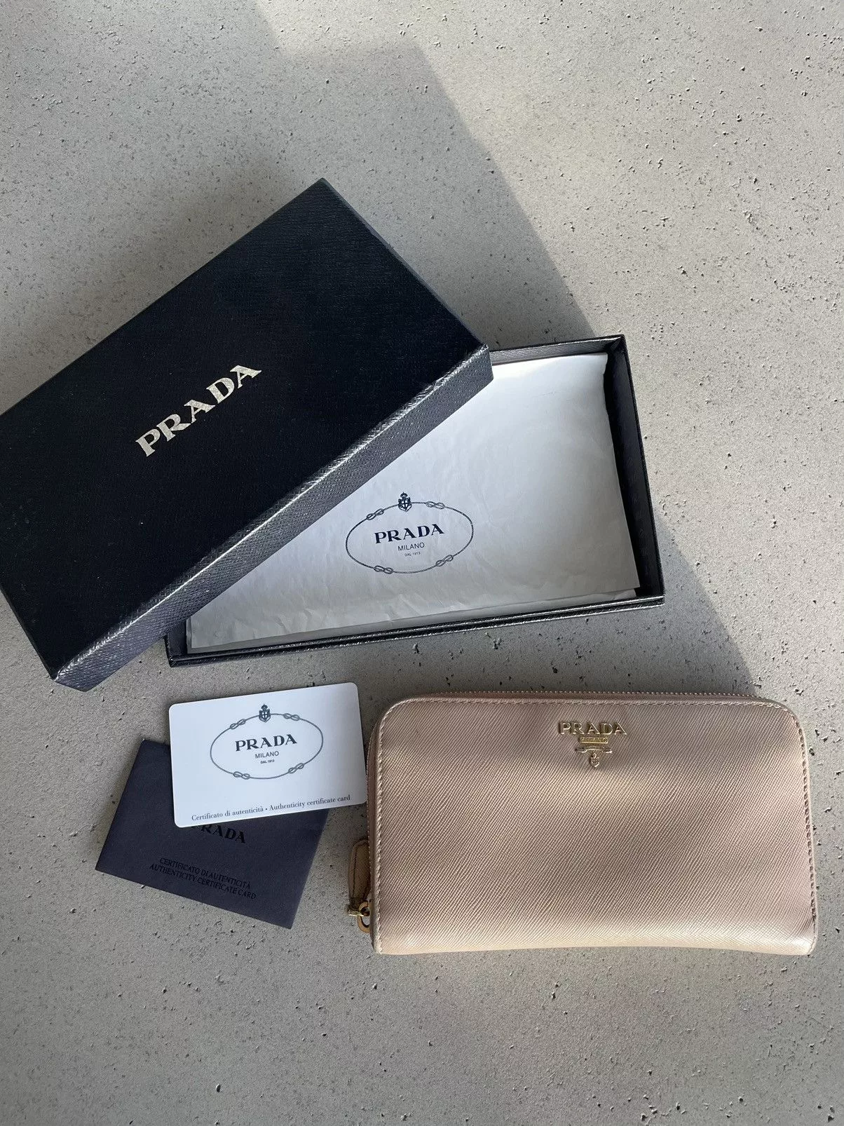 Prada Wallets Prada Saffiano Leather Zippy Wallet Beige