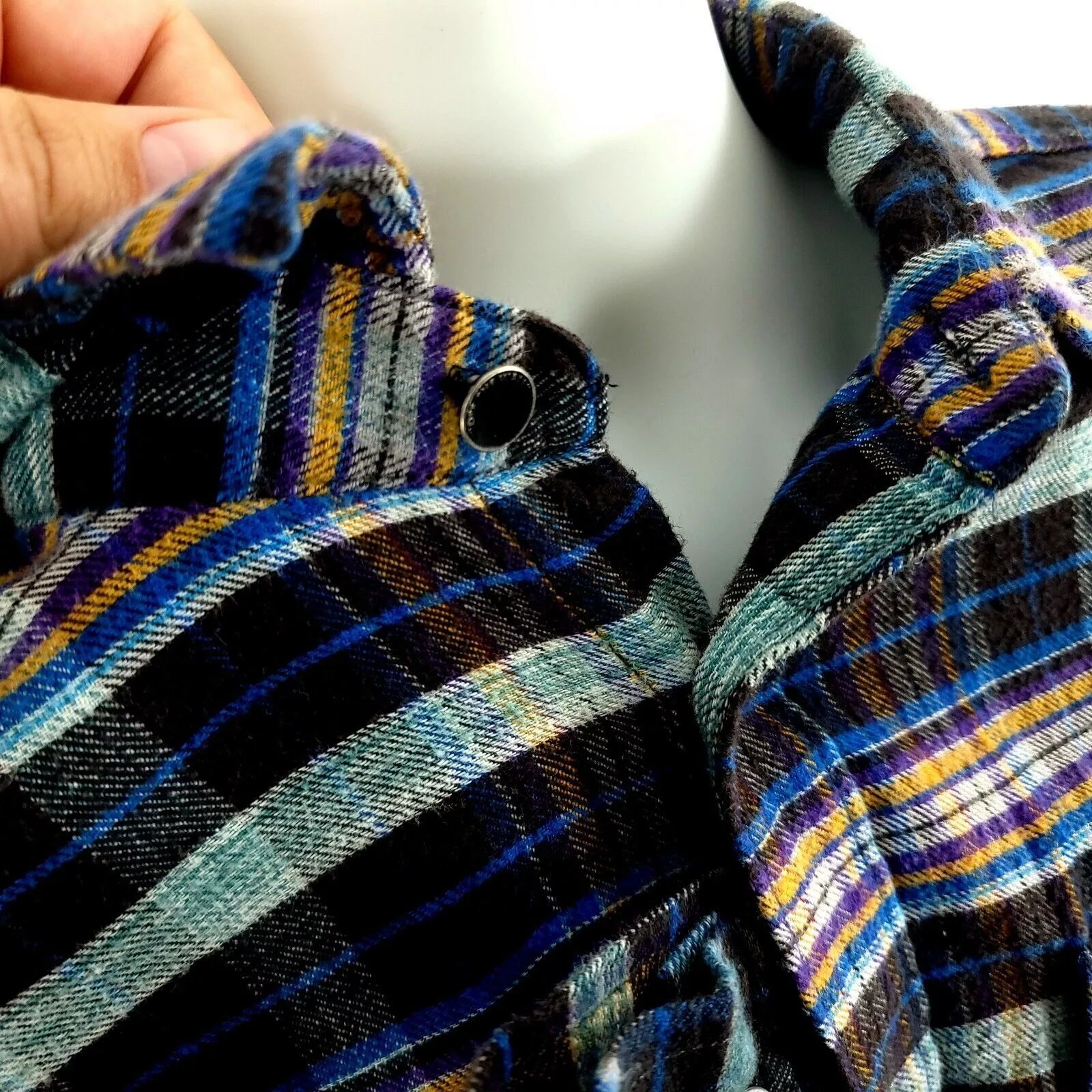 Vans Shirts Button Ups Vans Black Multi-Collared Plaid Flannel Small Collared Dress Blue