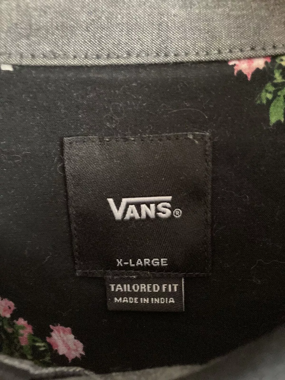 Vans Shirts Button Ups Vans Checkered and Rose Design Button Up Shirt Black Streetwear