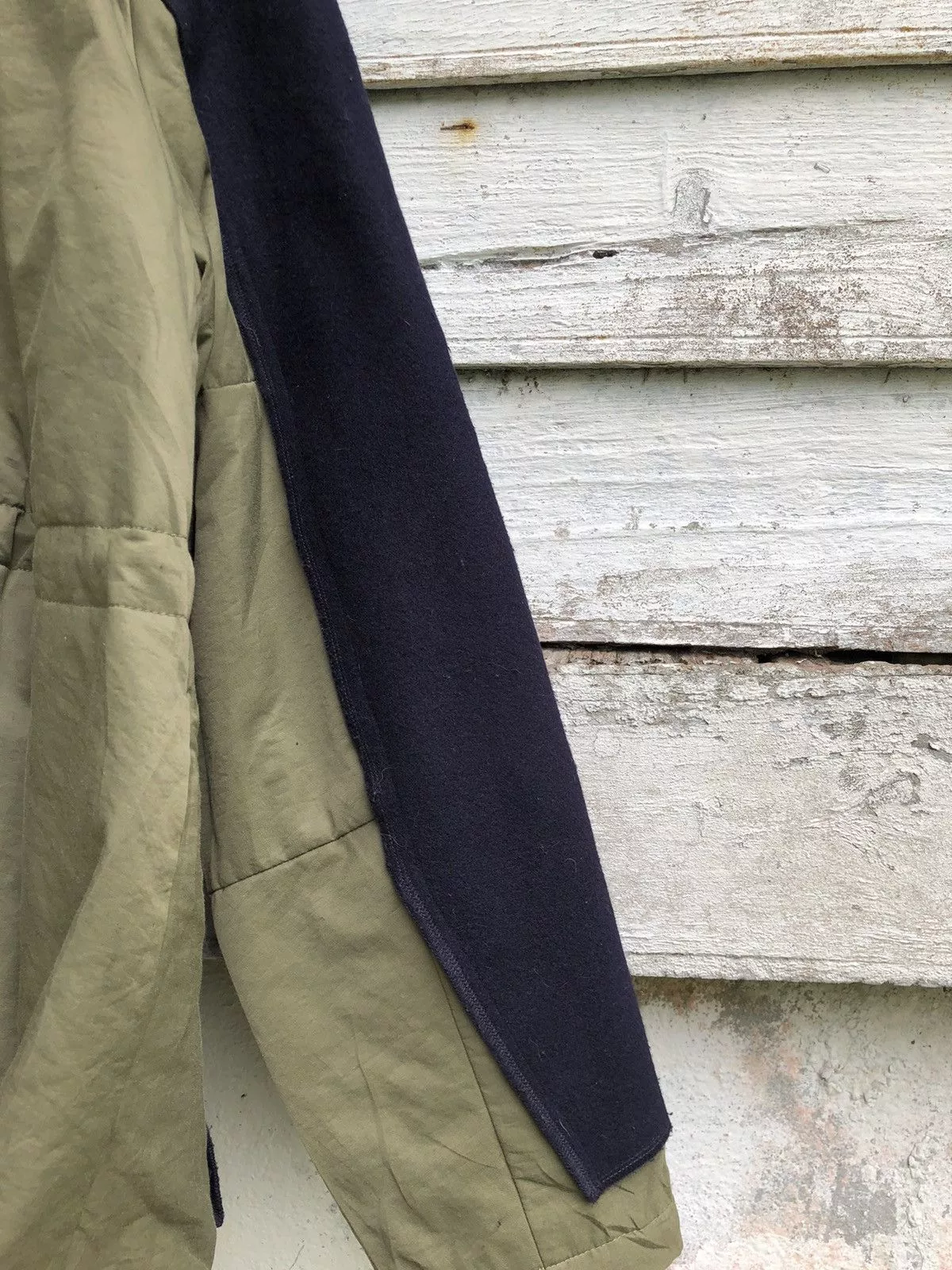 Designer Jackets Designer × Japanese Brand Bittoko Double Breast Reconstruct Nylon Wool Jacket Blue