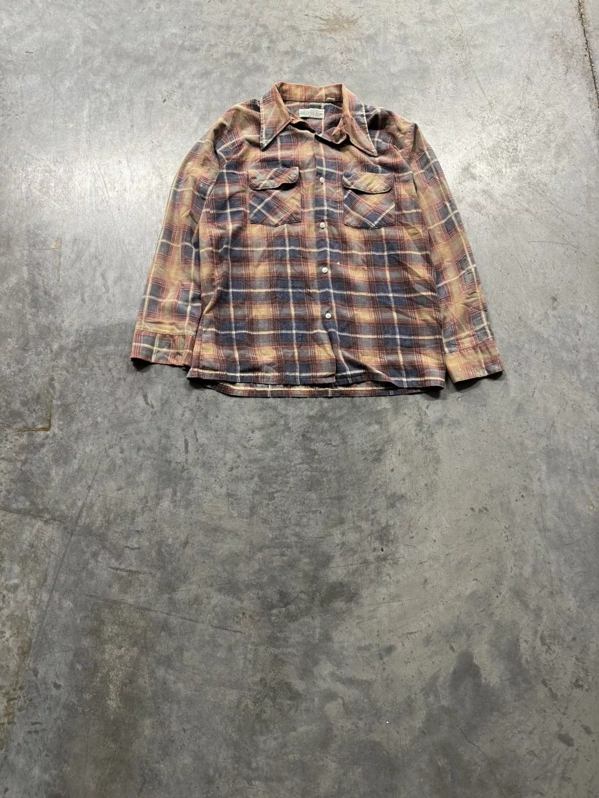 Vintage Shirts Button Ups Vintage 70s Plaid Flannel Blue