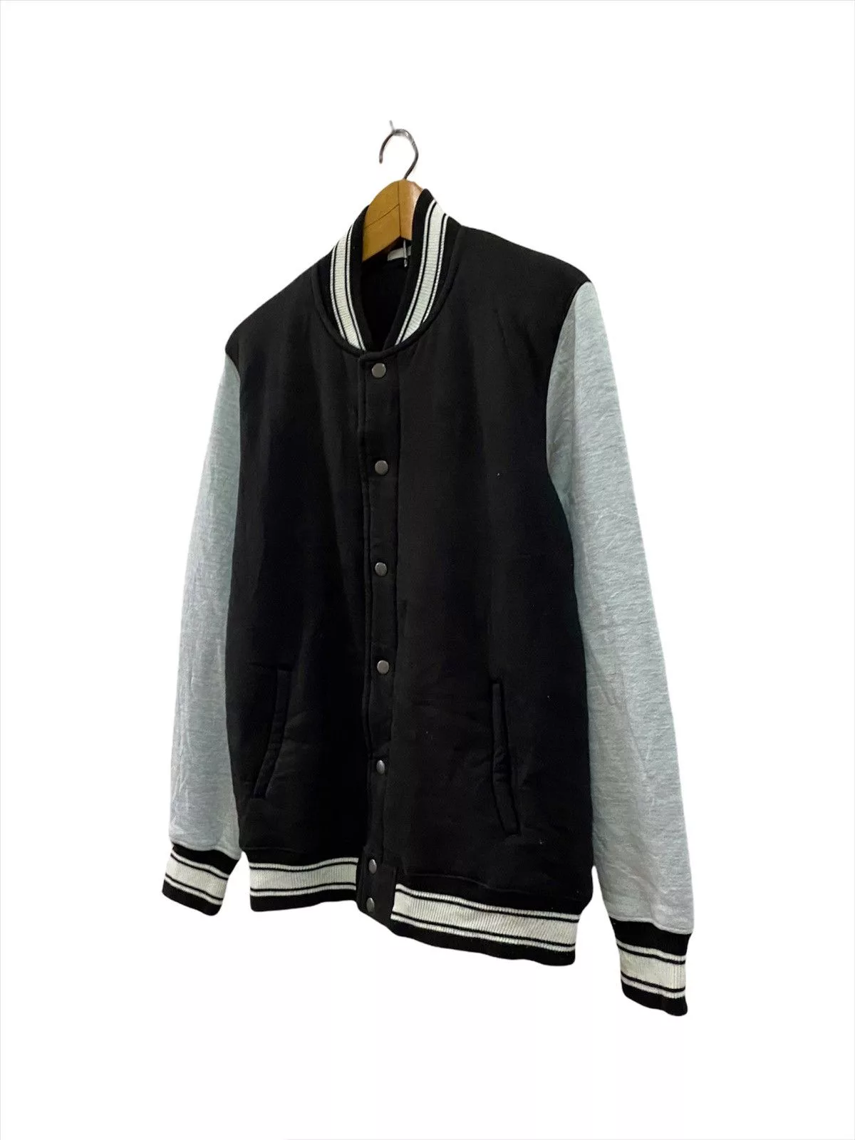 Japanese Brand Bombers Japanese Brands Letterman Varsity Plain Bomber Jacket Black Vintage