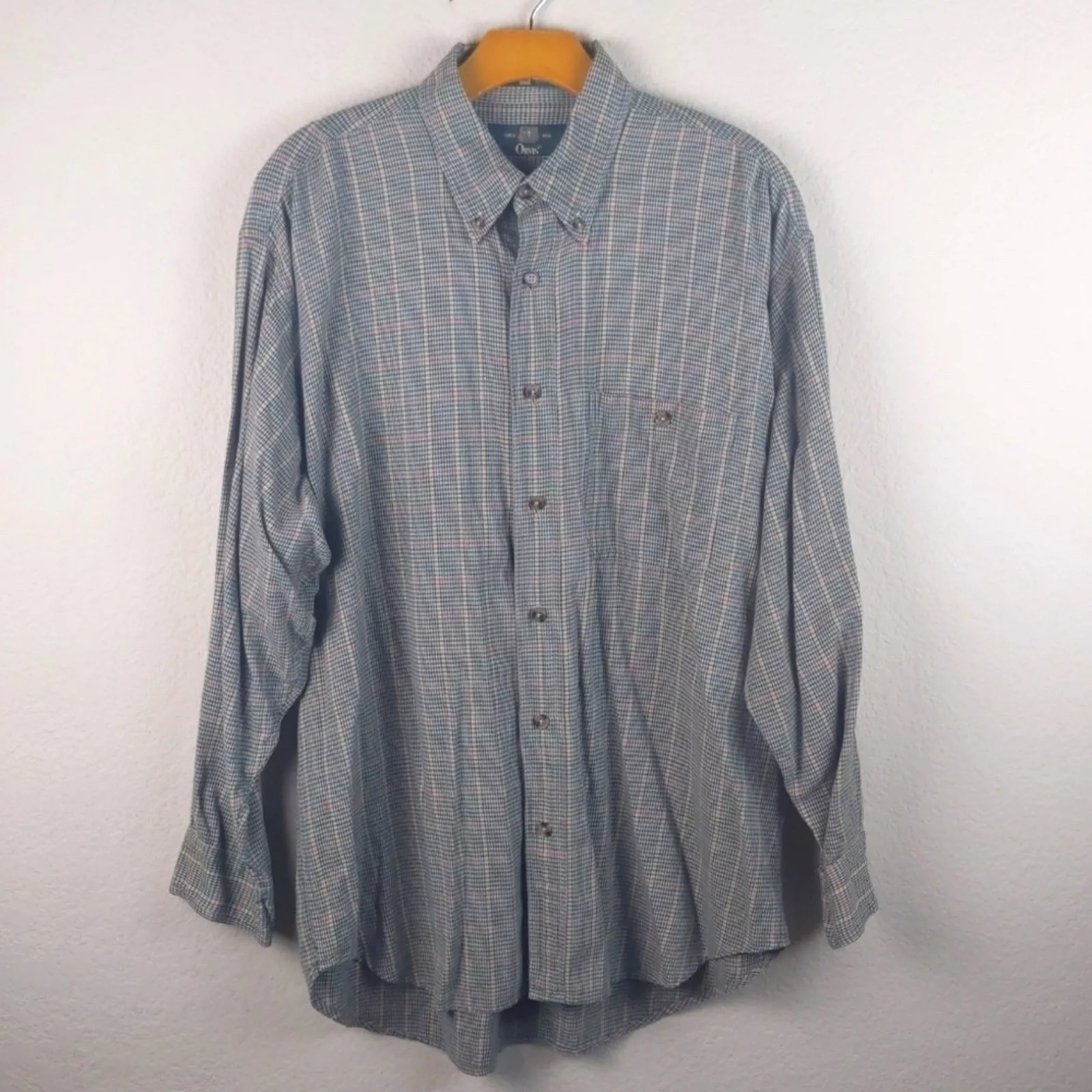 Orvis Shirts Button Ups VTG 90s Orvis Green Herringbone Button Down Flannel Sz MED