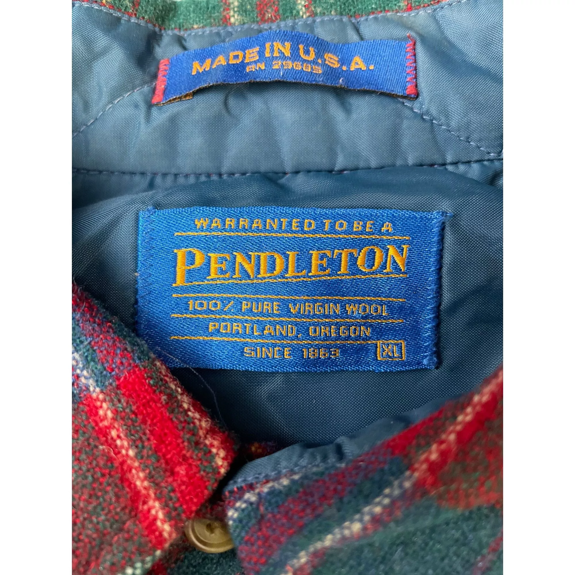 Pendleton Long Sleeve T Shirts Pendleton Men's Red Plaid Wool Long Sleeve Button up Shirt X