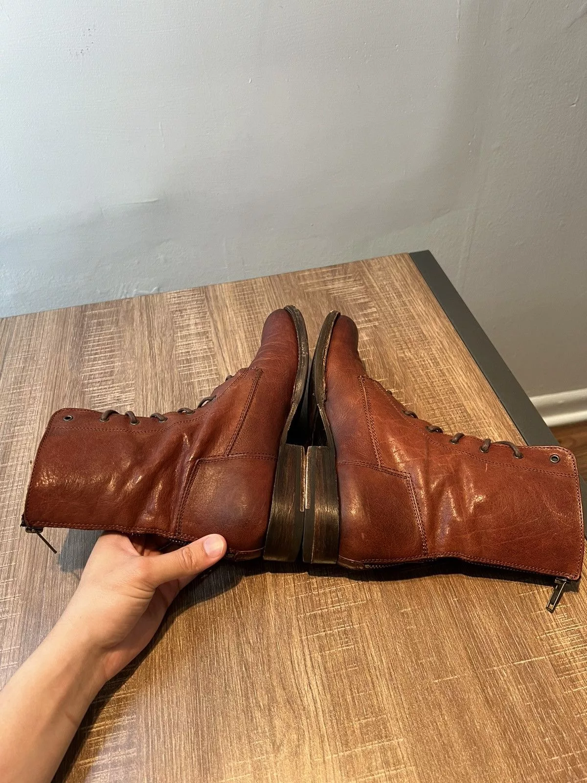 Frye Boots Womens 8 B 3476216 Brown Leather Zip Back