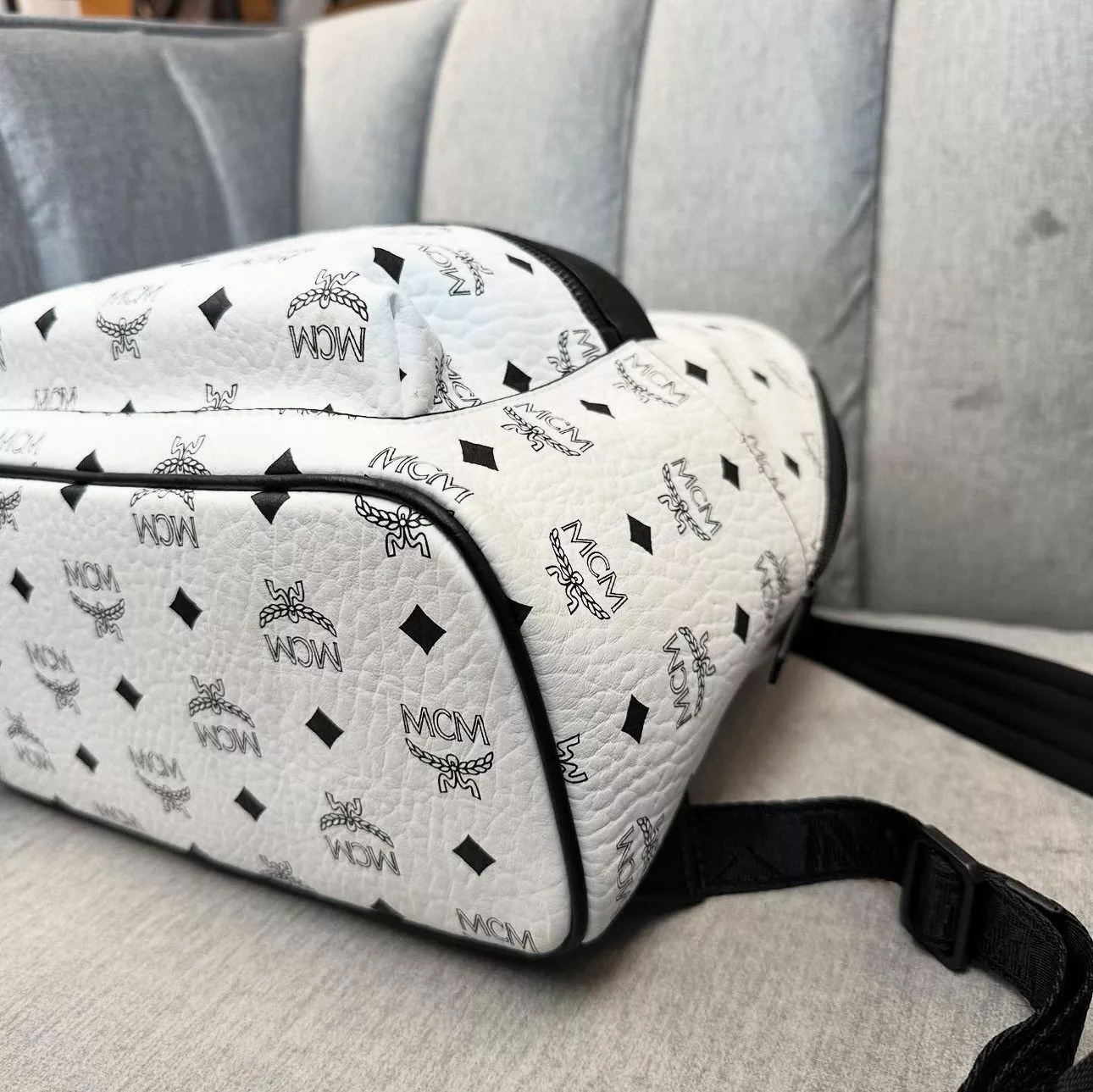 MCM Backpacks Authentic MCM Small Stark Backpack White