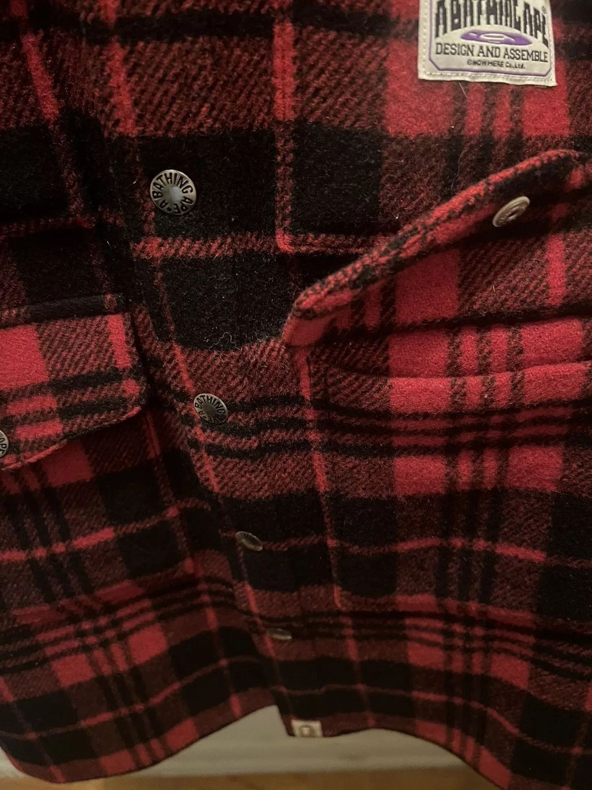 Bape Light Jackets Vintage Bape Lumberjack Flannel Red