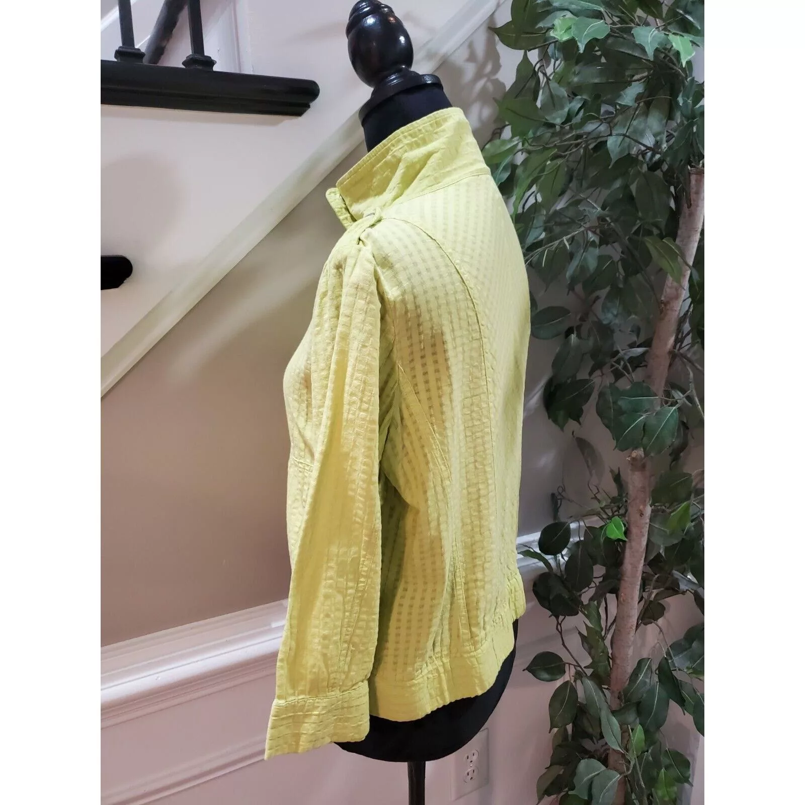 Chicos Jackets Chicos Chico's Long Sleeve Mock Neck Button Jacket Size 1 (Medium) Green