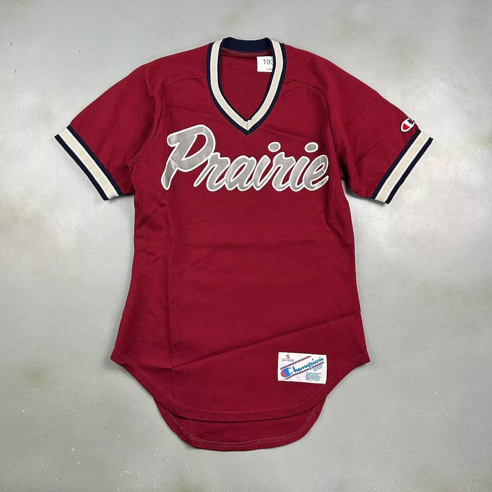 Champion Short Sleeve T Shirts VINTAGE | Prairie # 1 Champion Baseball Jersey sz S Adult Red