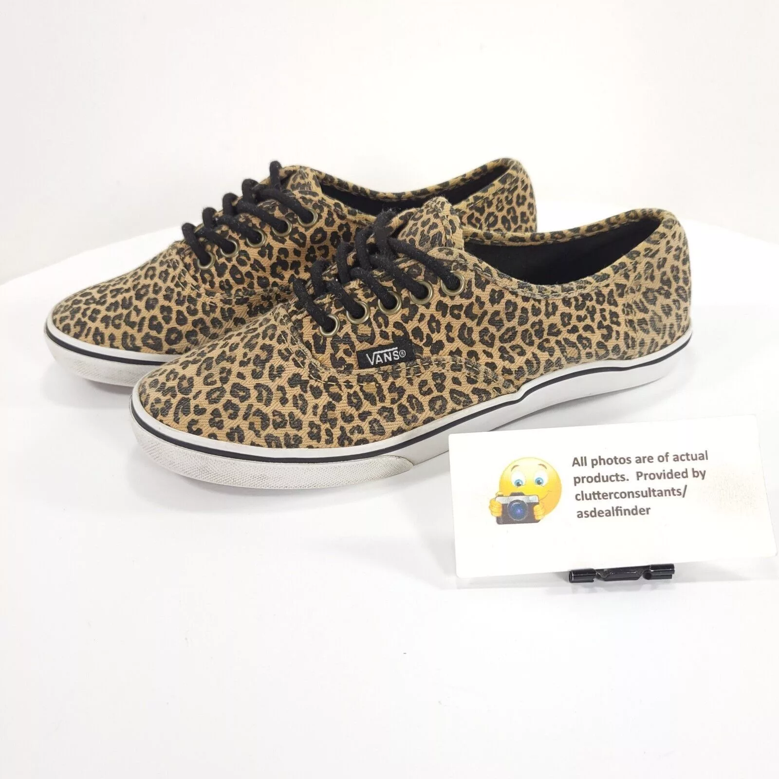 Vans Low Top Sneakers Vans Off the Wall Shoe Womens Size 5.5 T375 Leopard Print Beige