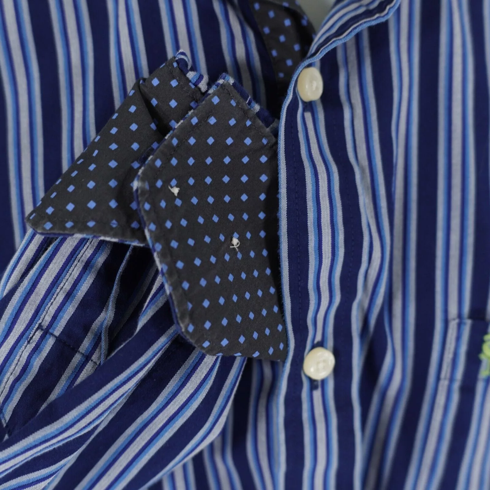 Tailorbyrd Shirts Button Ups Tailorbyrd Blue Striped Flip Cuff Pocket Front Button Down S