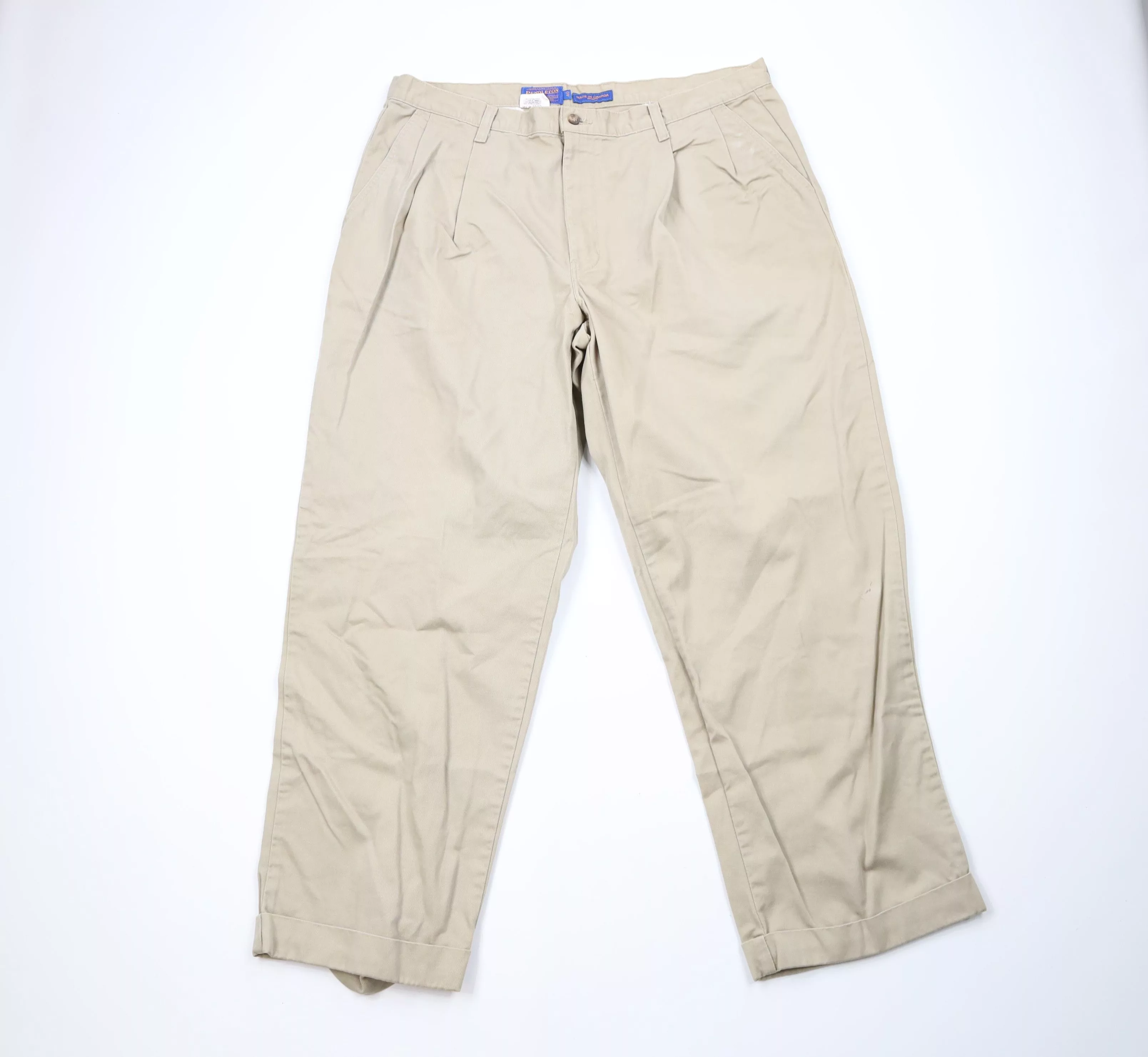Pendleton Casual Pants Pendleton × Vintage Vintage 90s Pendleton Pleated Cuffed Wide Leg Chino Pants Beige