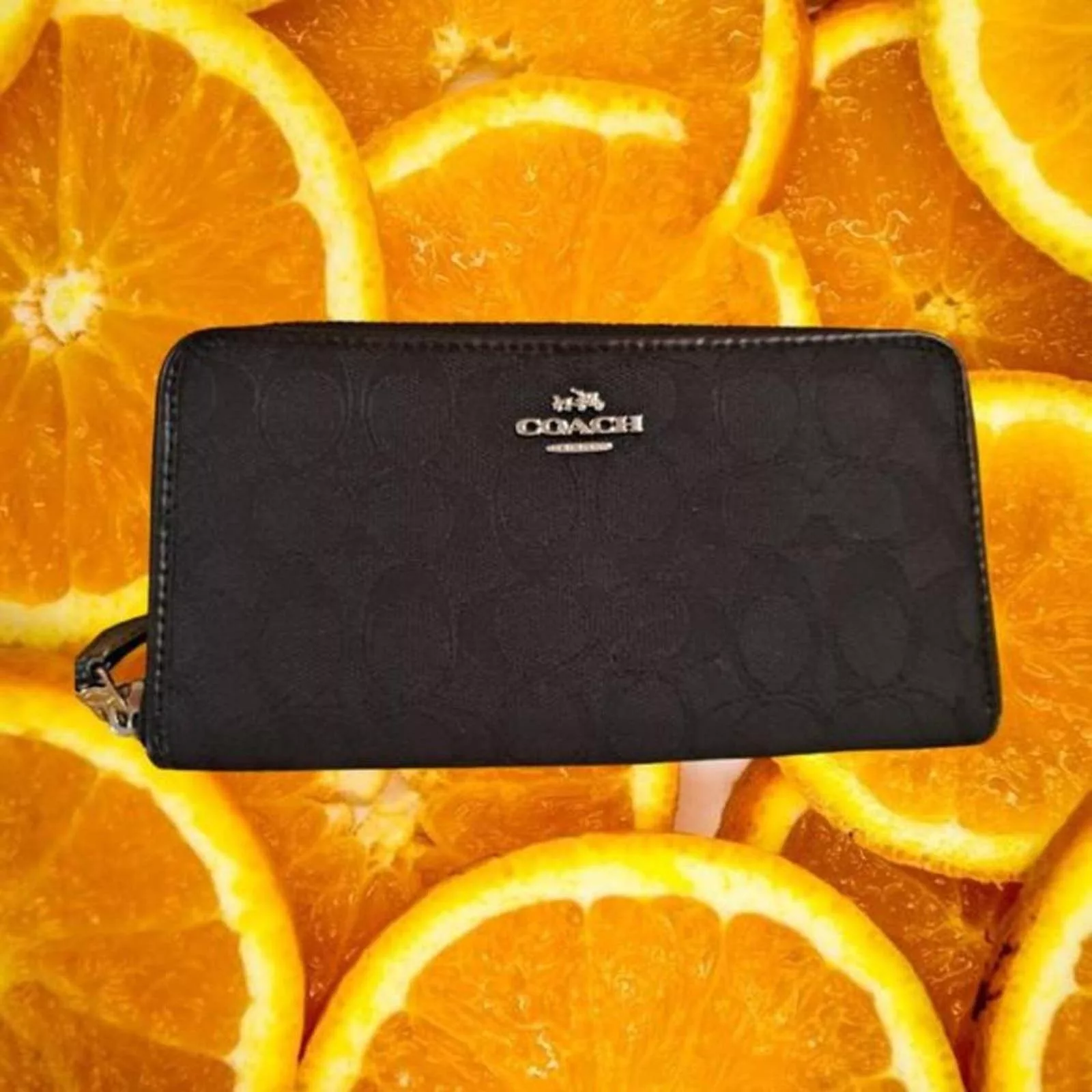 Coach Wallets Black Coach Signature Monogram Wallet‎