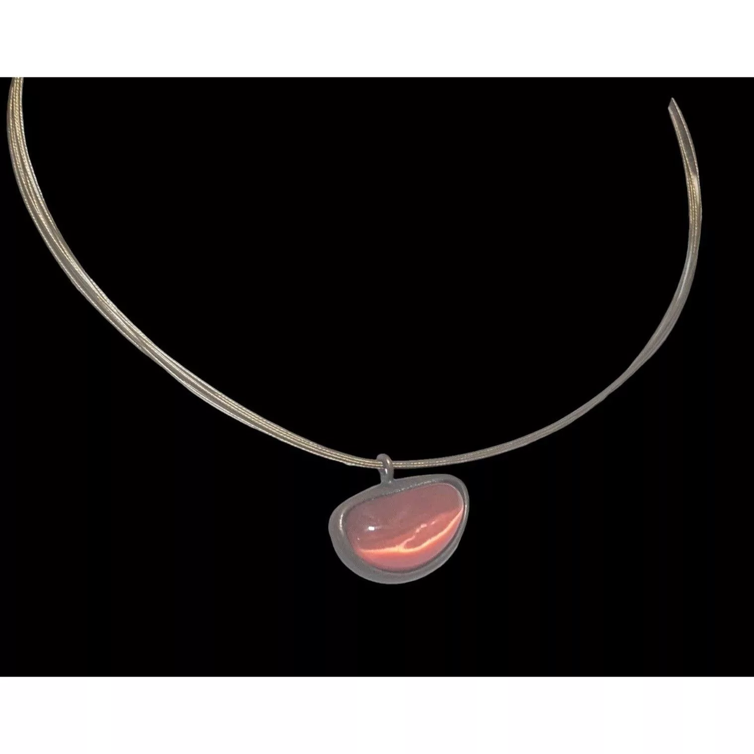 Other Necklaces Other Orange Glass Abstract Cateye Pendant Necklace