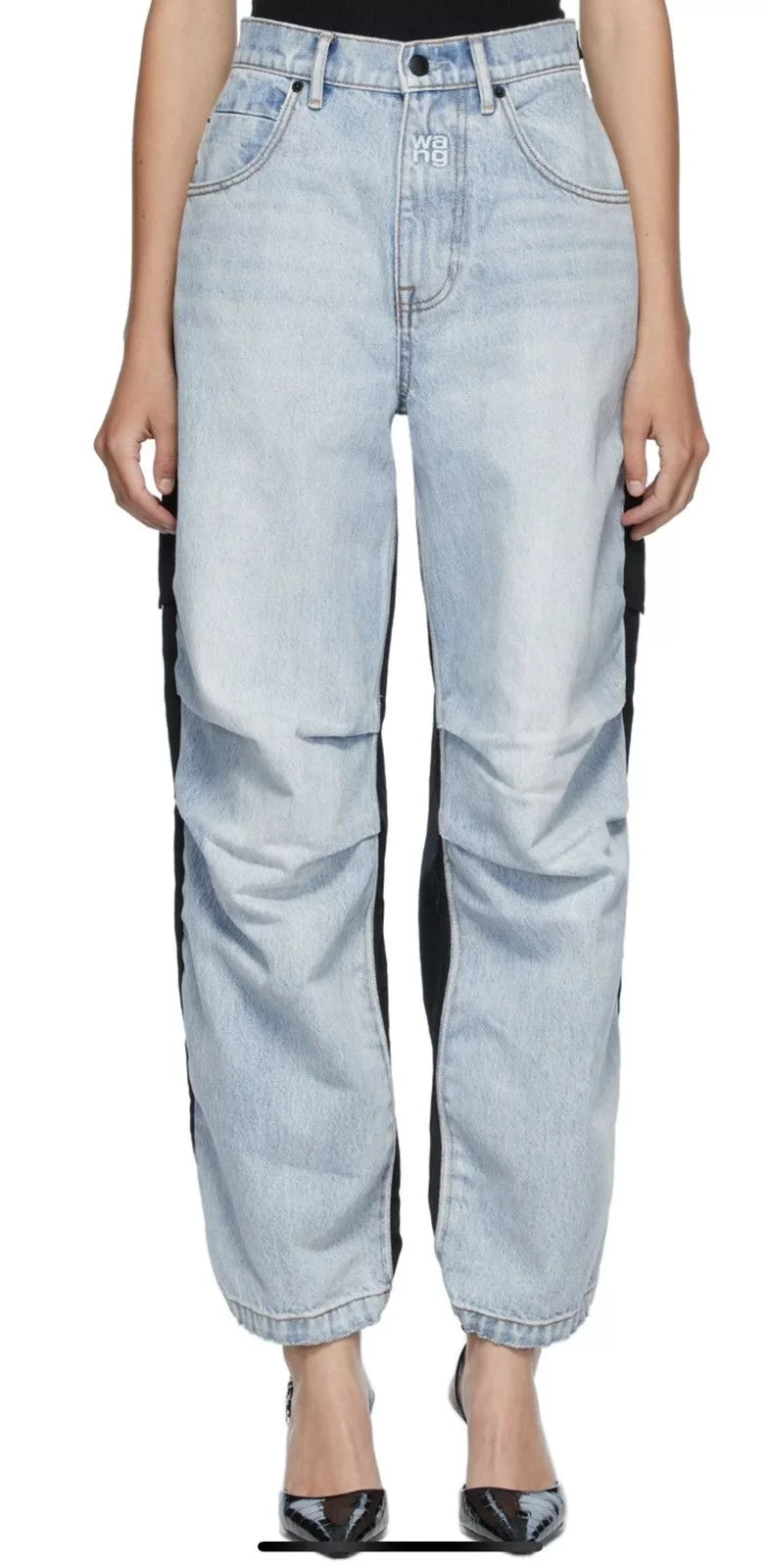 Alexander Wang Jeans Alexander Wang Blue & Black Denim Hybrid Cargo Jeans