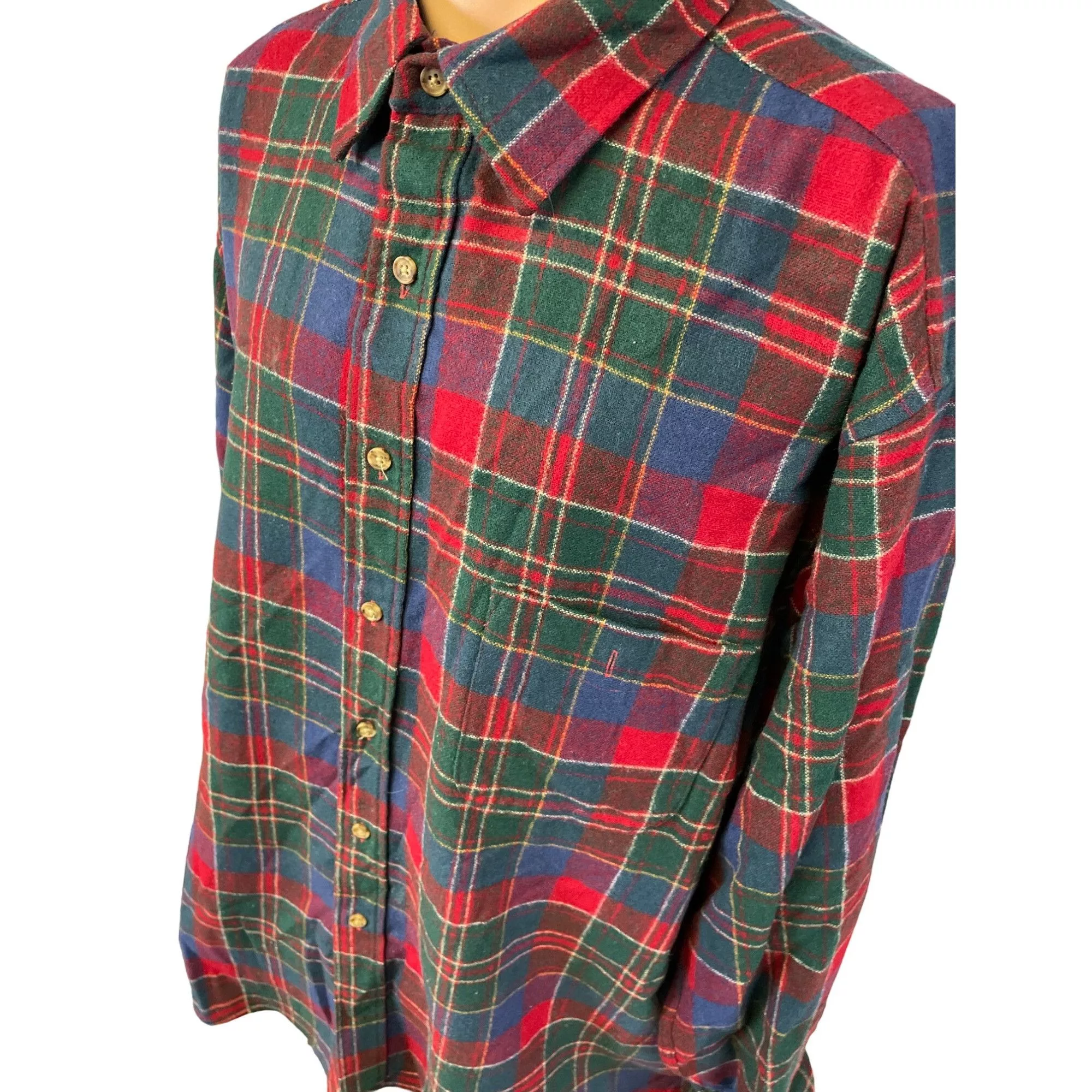Pendleton Long Sleeve T Shirts Pendleton Men's Red Plaid Wool Long Sleeve Button up Shirt X