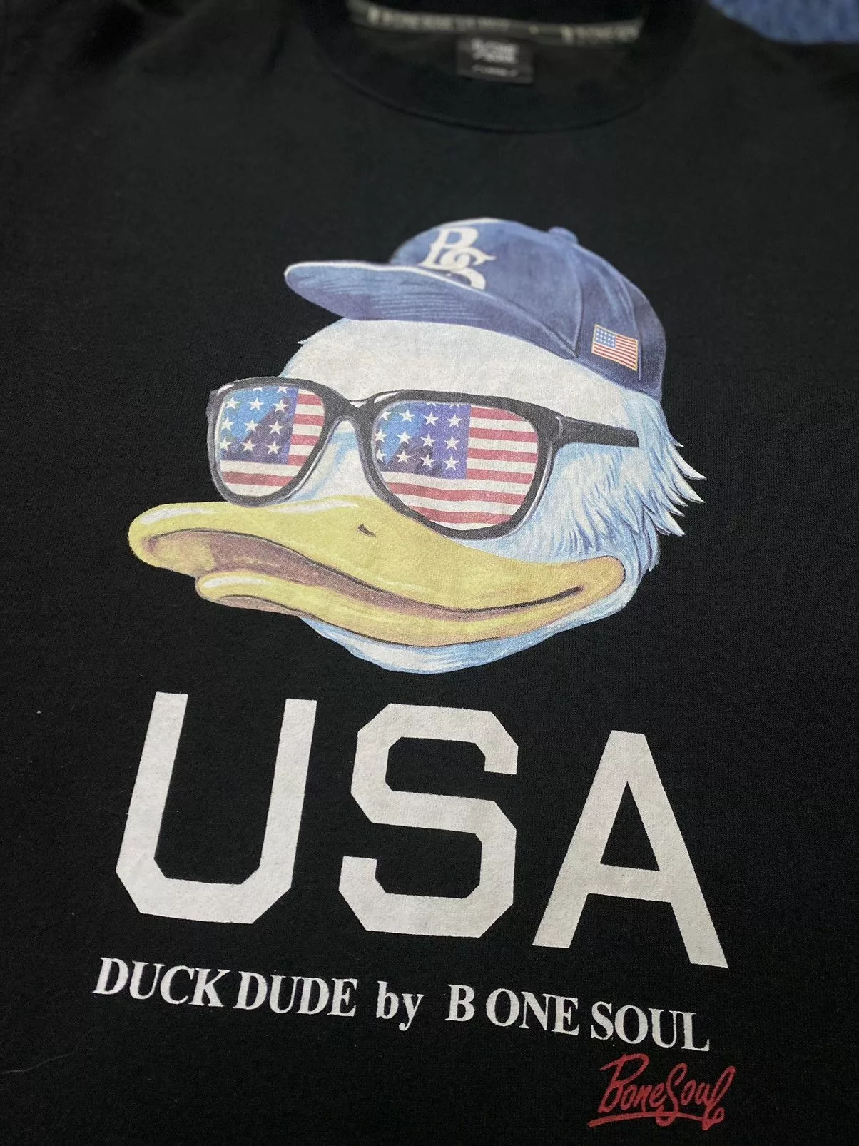 Designer Sweatshirts Hoodies Designer Duck Dude USA by B one soul Black Vintage