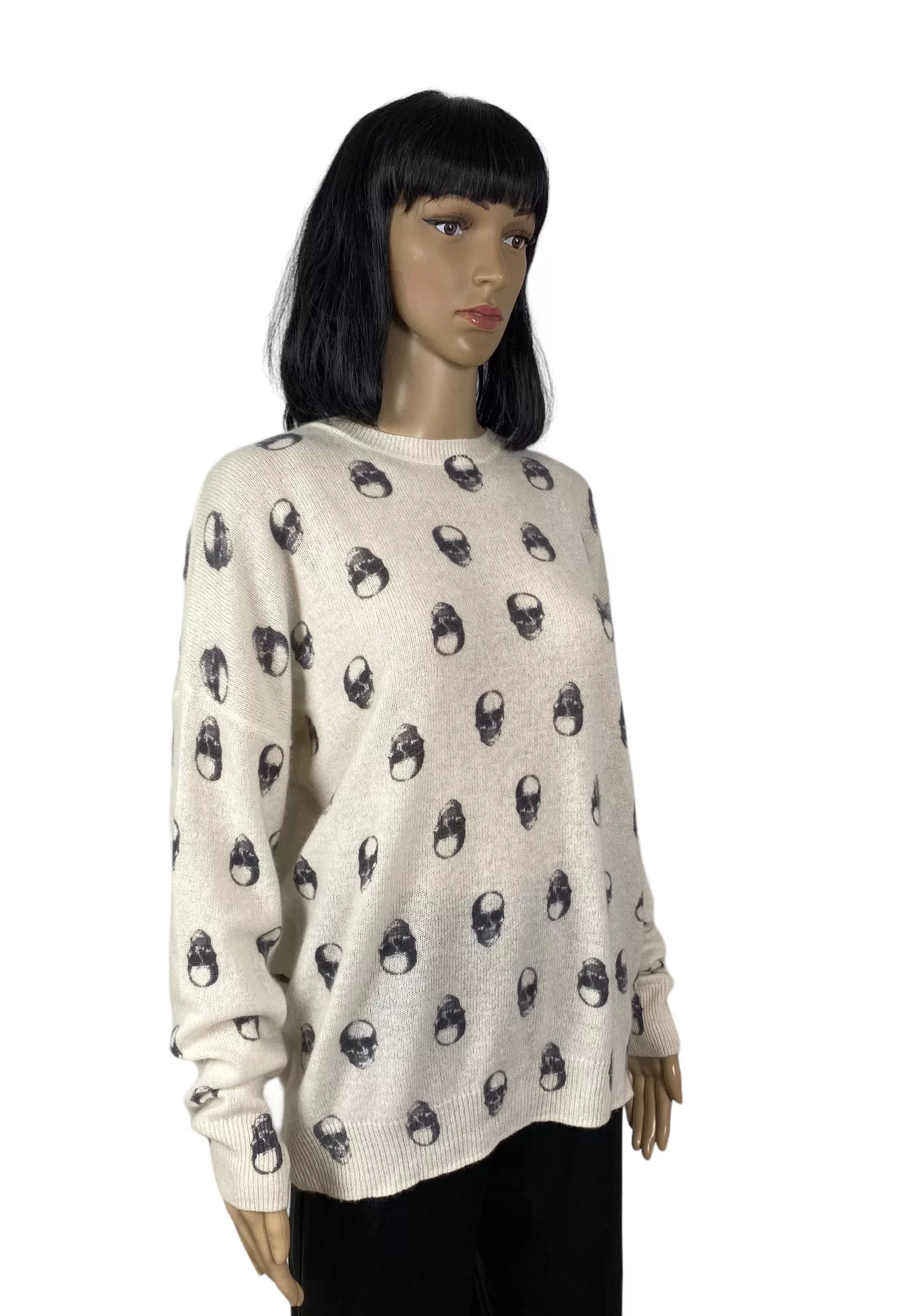 Designer Sweaters Designer skull cashmere printed sweater large Beige