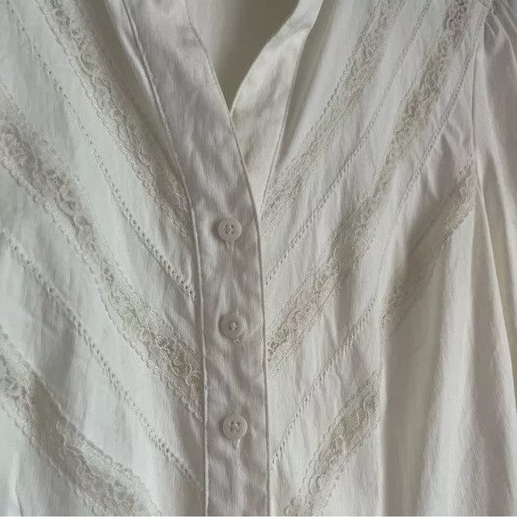Prada Blouses PRADA Pearl White Lace Button Down Collared Women's Blouse