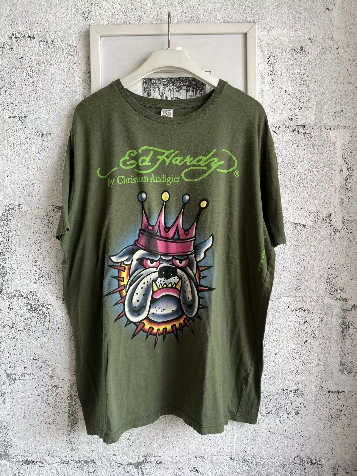 Designer Short Sleeve T Shirts Designer × Ed Hardy Ed Hardy Tshirt Design by Christian Audigier Green Streetwear