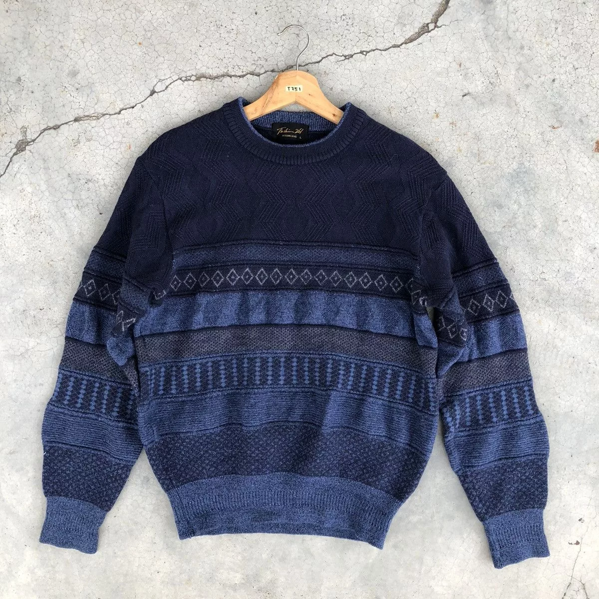 Japanese Brand Sweaters Knitwear Japanese Brand 🔴Vintage Knitsweater Strecth/Memeri Like Coogi Pattern Multi Avant-Garde