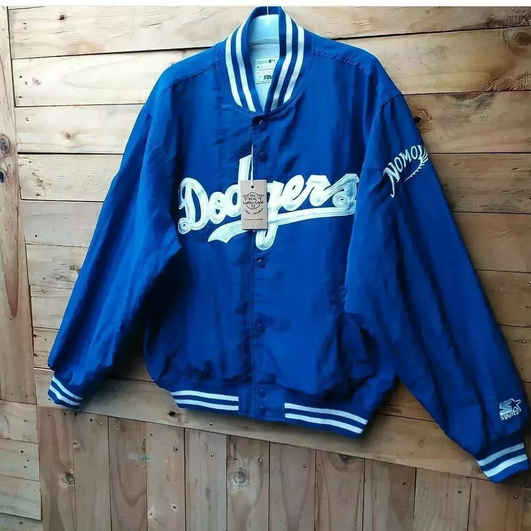 Starter Light Jackets Starter × Vintage VINTAGE 90'S STARTER DODGERS NOMO VARSITY BOMBER JACKET Blue