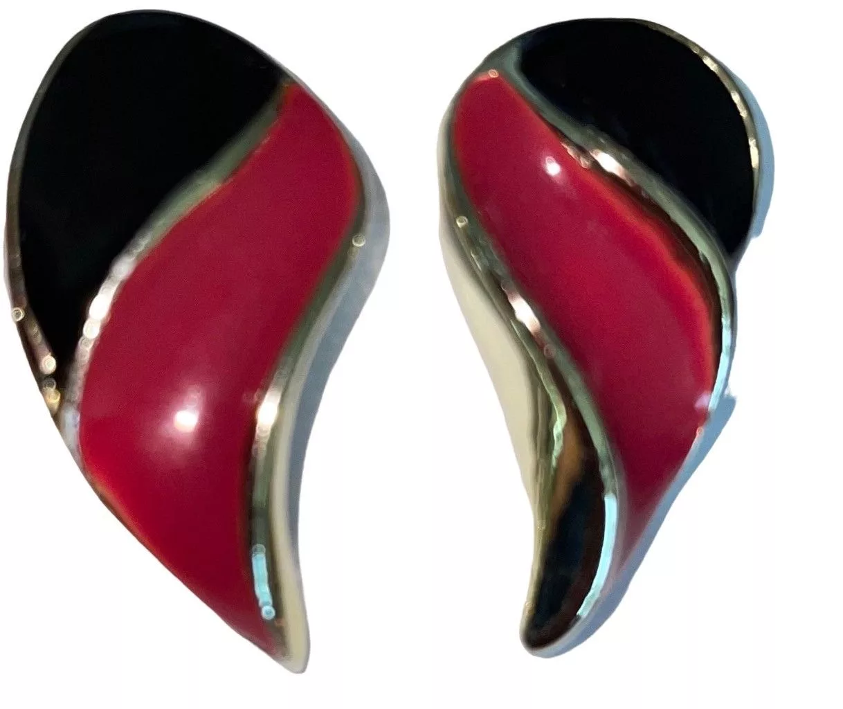 Vintage Earrings Estate Vintage 80’s Angel Wings Earrings Red