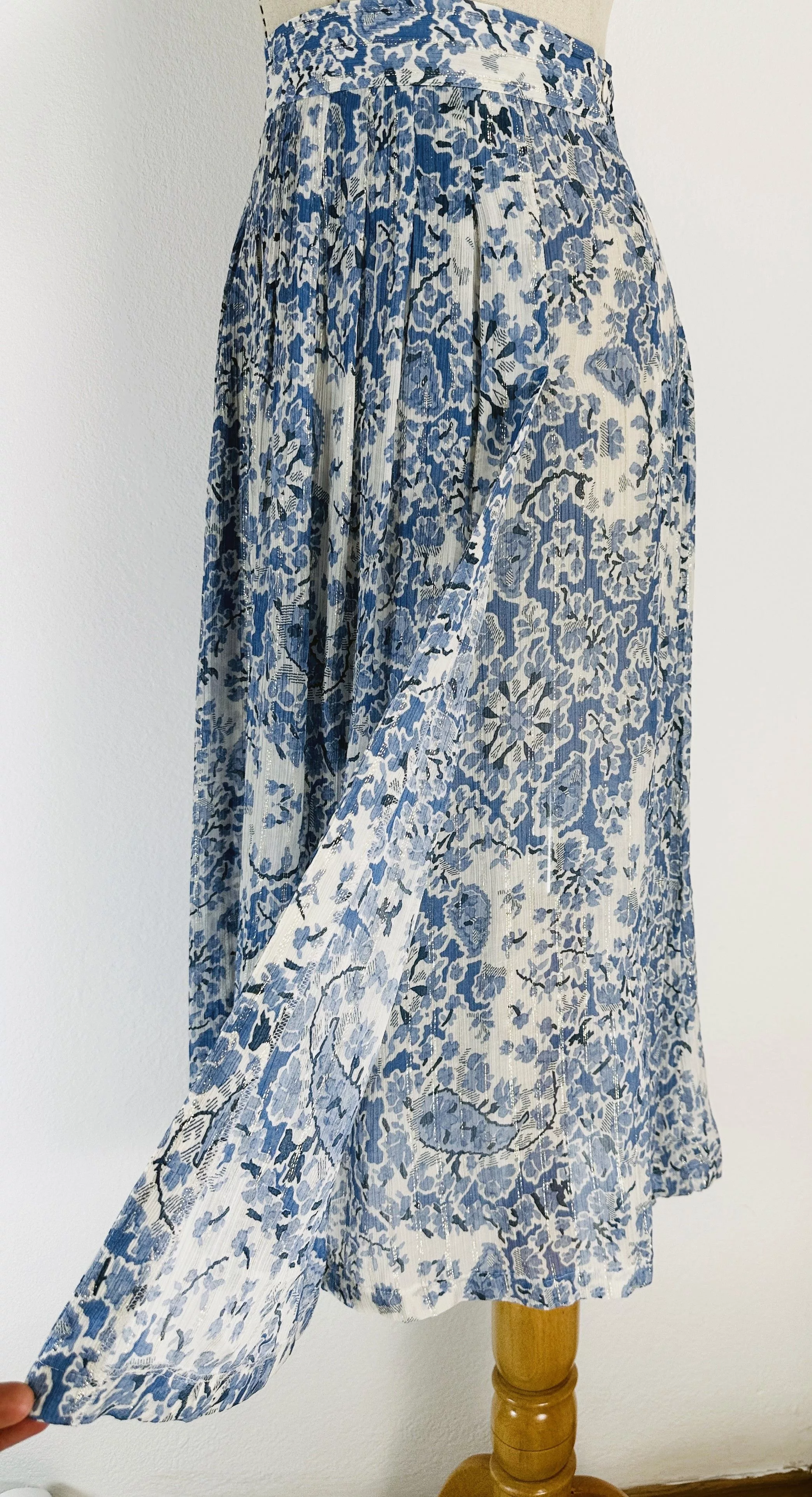 Sezane Midi Skirts Sezane Blue Midi Skirt