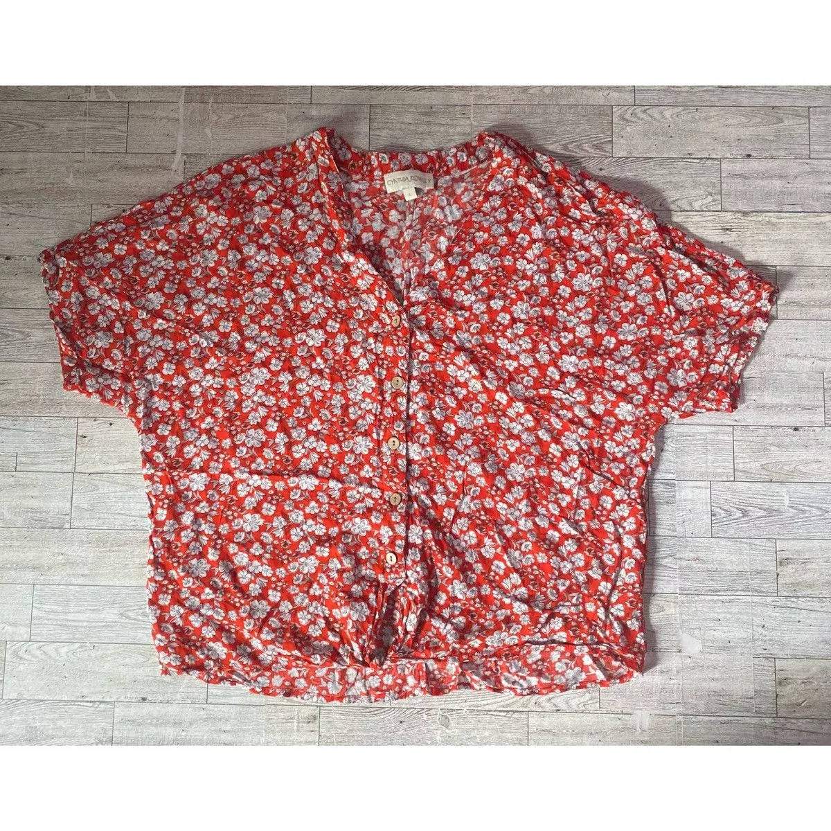 Other Blouses Other Cynthia Rowley, Poppy, Floral, Button Down Blouse Red