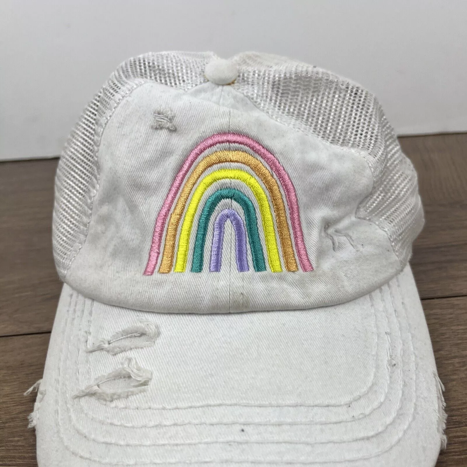 Other Hats Other Rainbow Hat Rainbow White Hat Adjustable Adult Size Hat Whit